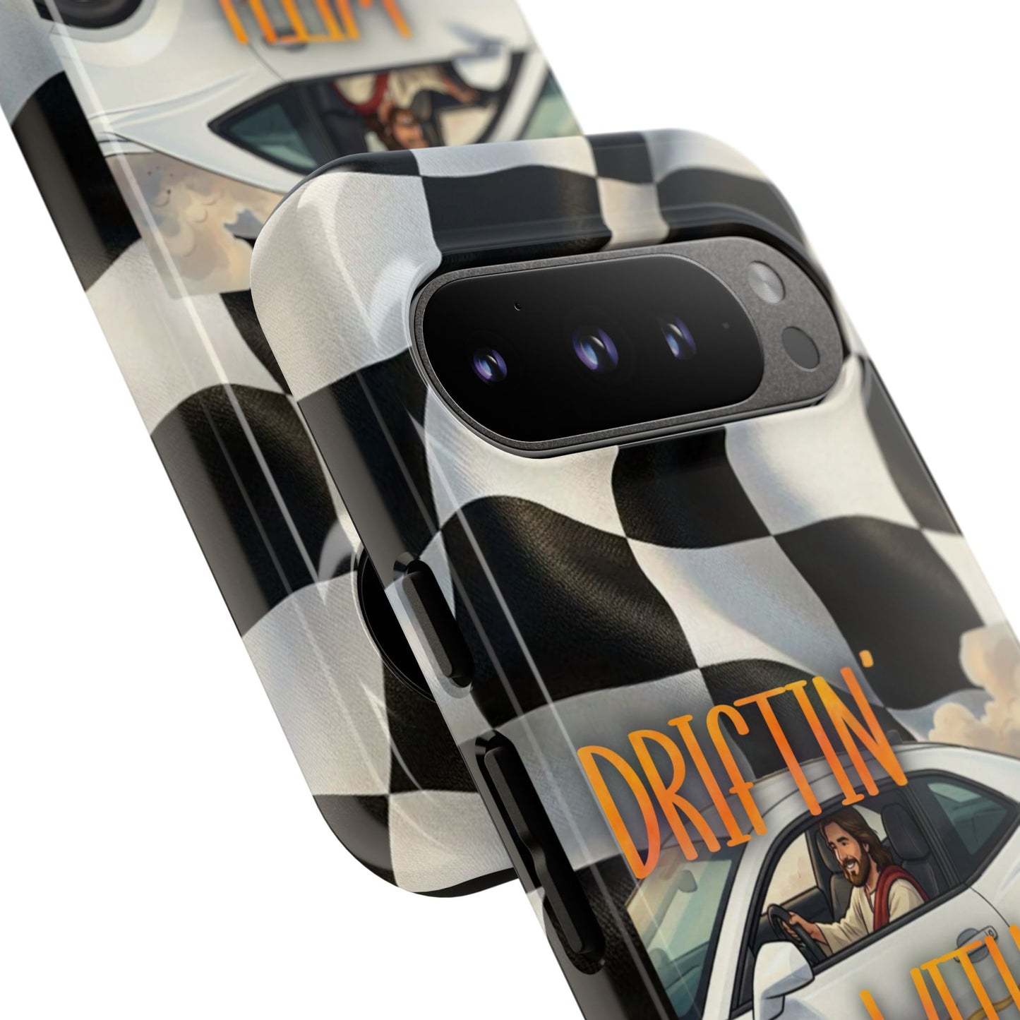 Phone Case — "Driftin' With Jesus" Racing Crosscheck Design - Samsung/ Google phones