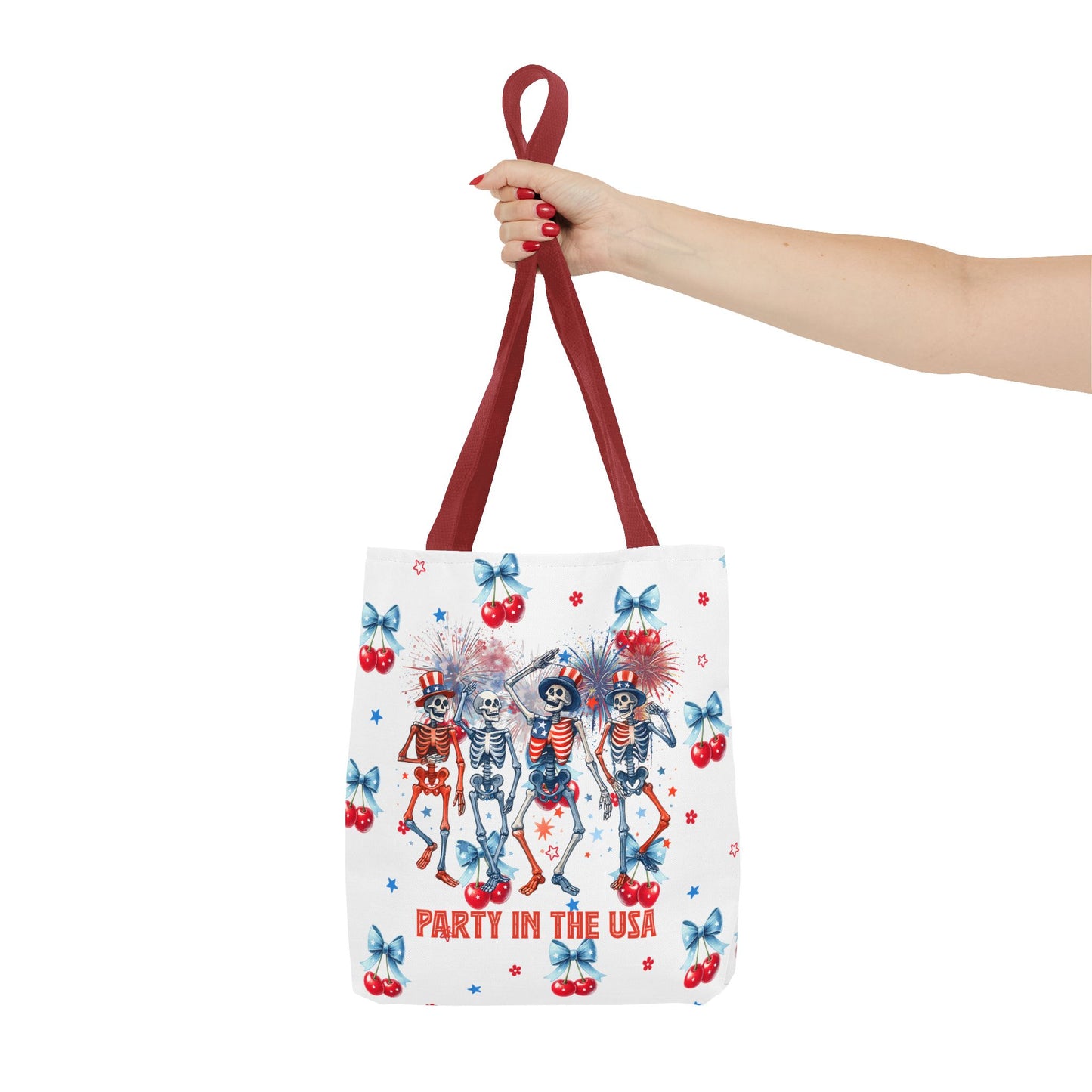 Patriotic Skeletons Tote Bag — "Party in the USA" 4th of July All-Over Print