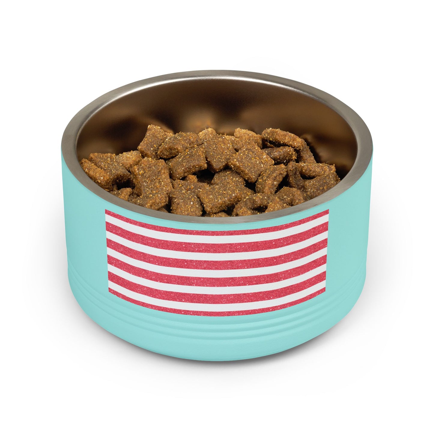 Personalized Pet Bowl - 18oz Red Striped Custom Name Dog & Cat Bowl