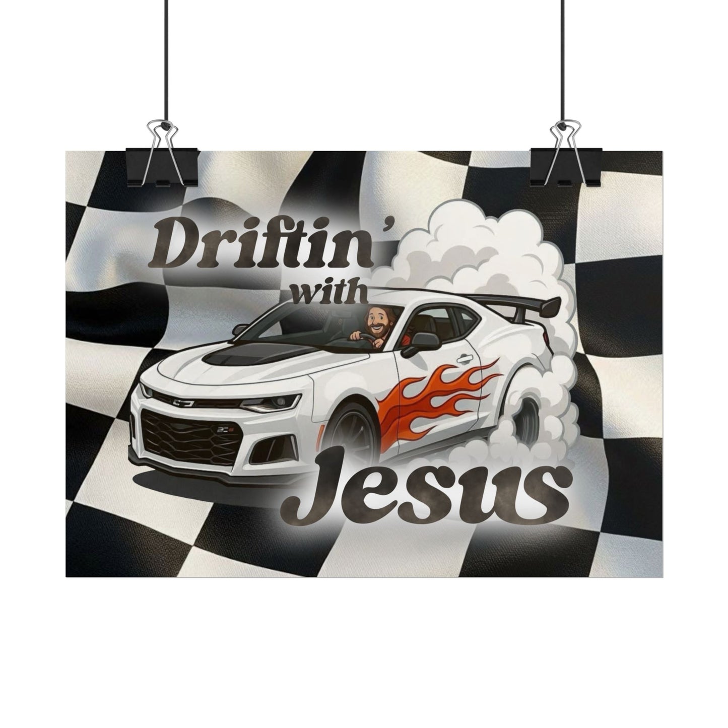 Rolled Poster — "Driftin' with Jesus" Racing Car Wall Art