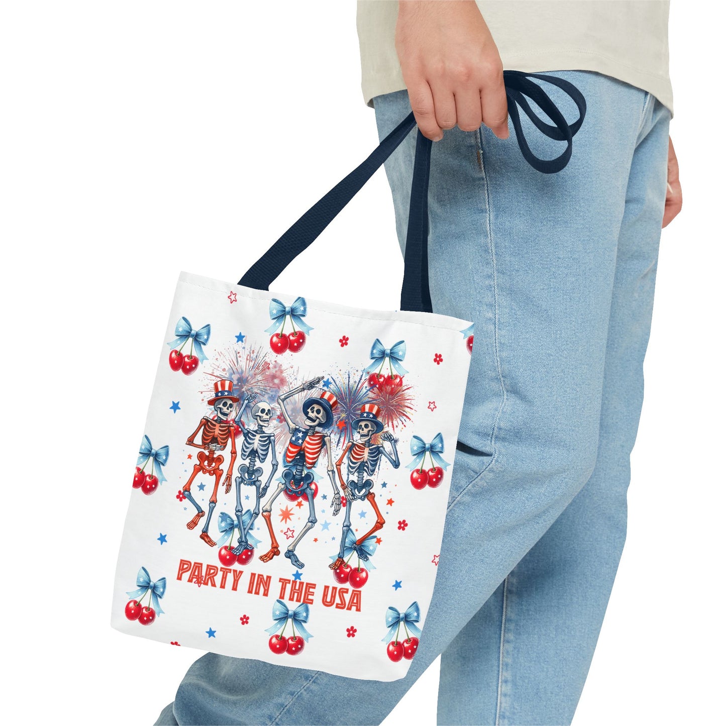 Patriotic Skeletons Tote Bag — "Party in the USA" 4th of July All-Over Print