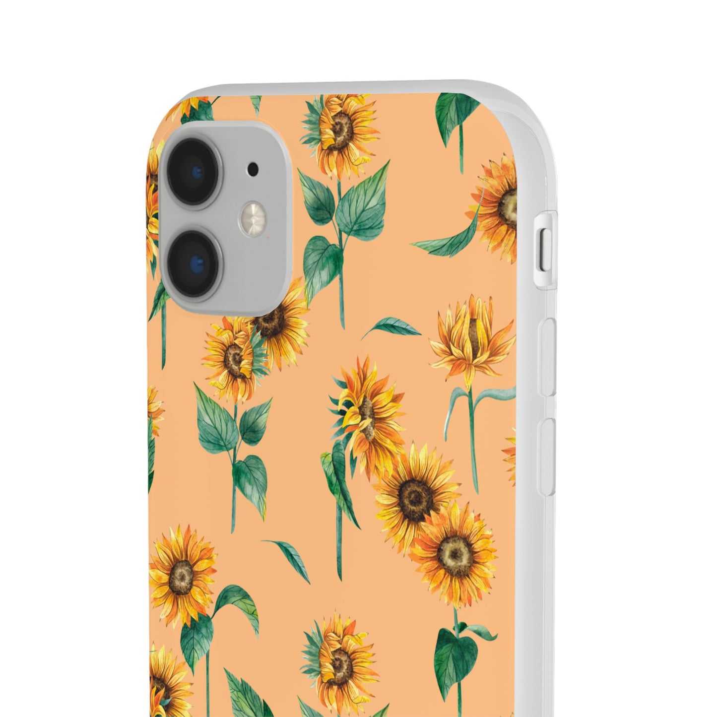 Sunflower Pattern Flexi Case — Floral Phone Case on Peach Background