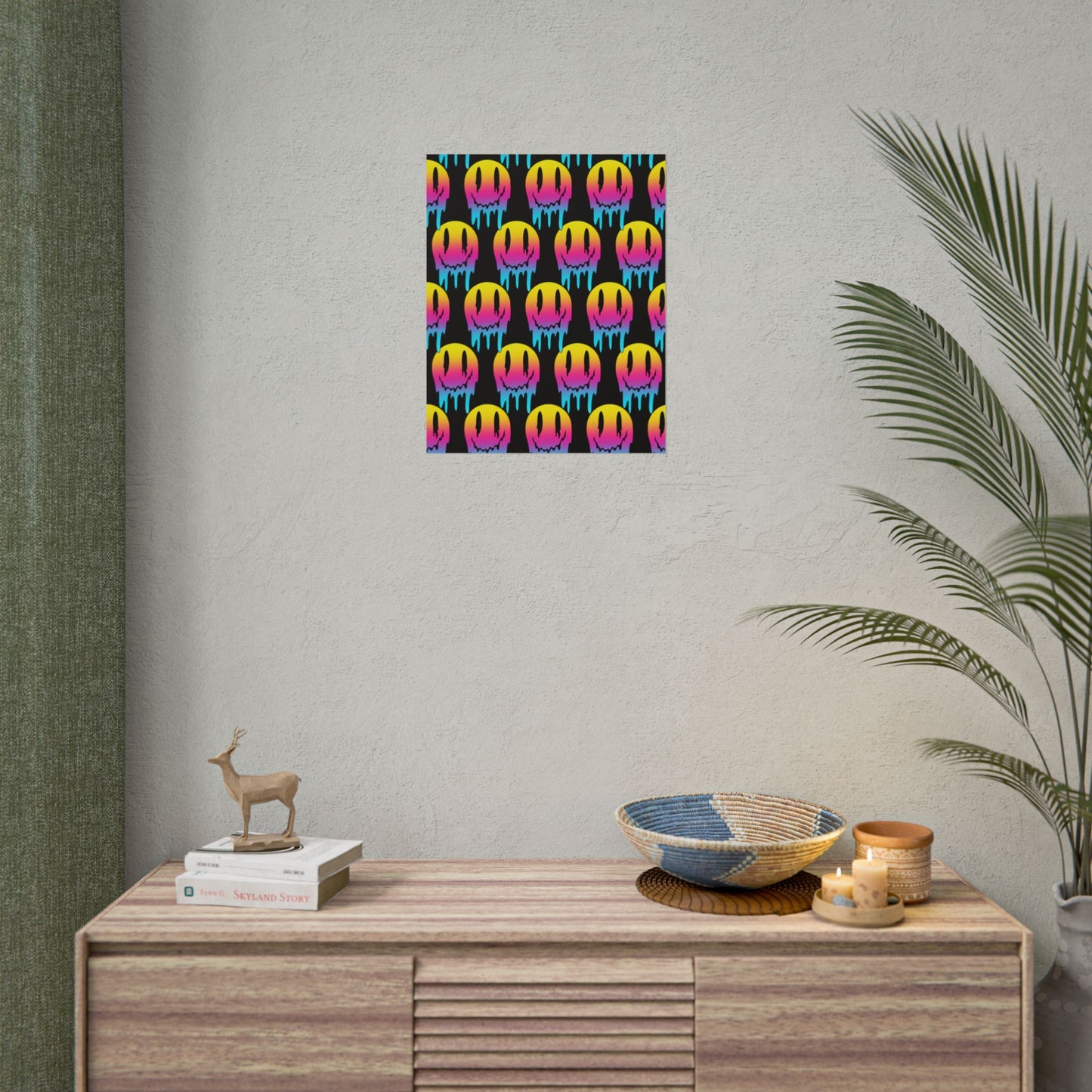 Neon Drip Smiley Poster