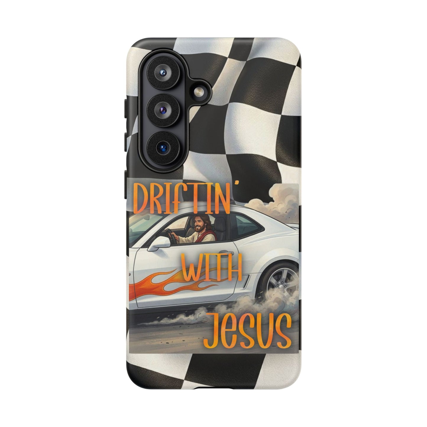 Phone Case — "Driftin' With Jesus" Racing Crosscheck Design - Samsung/ Google phones