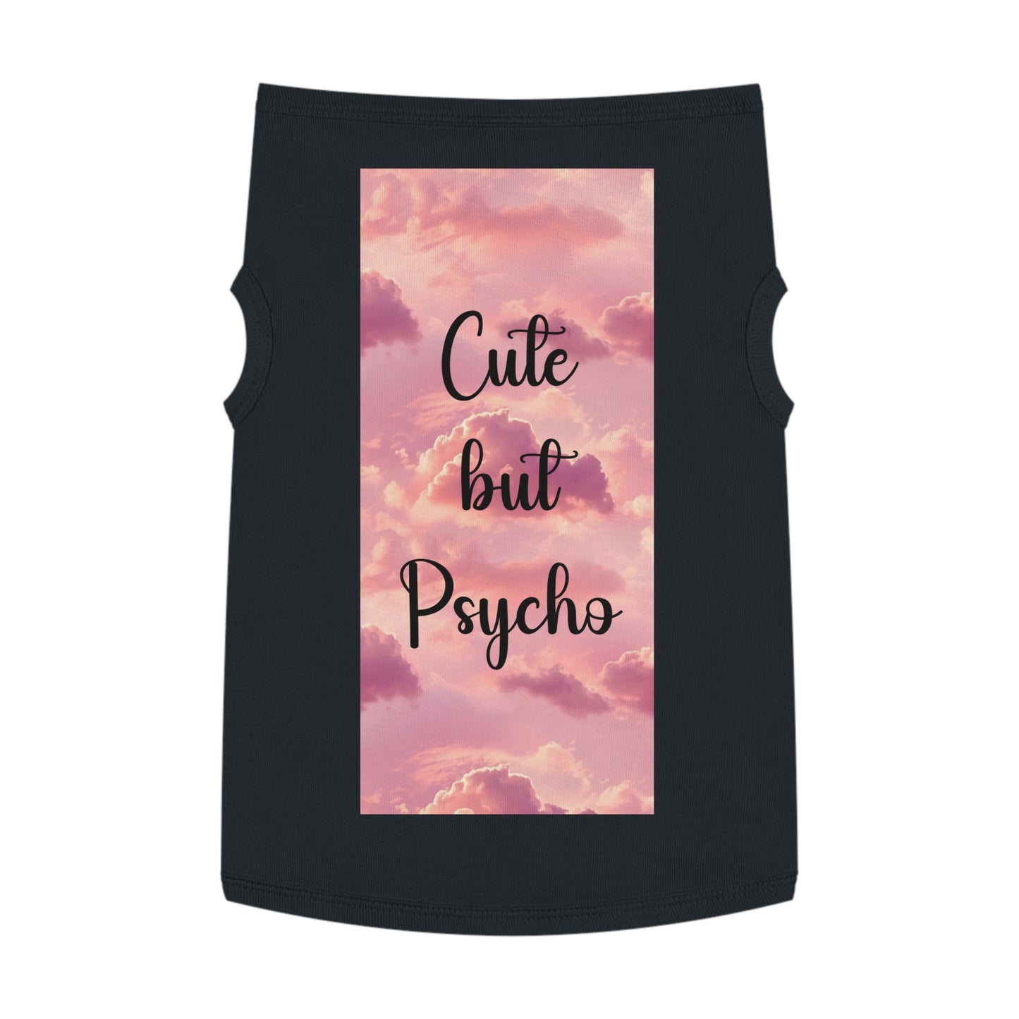 Pet Tank Top - "Cute But Psycho" Pink Cloud Graphic