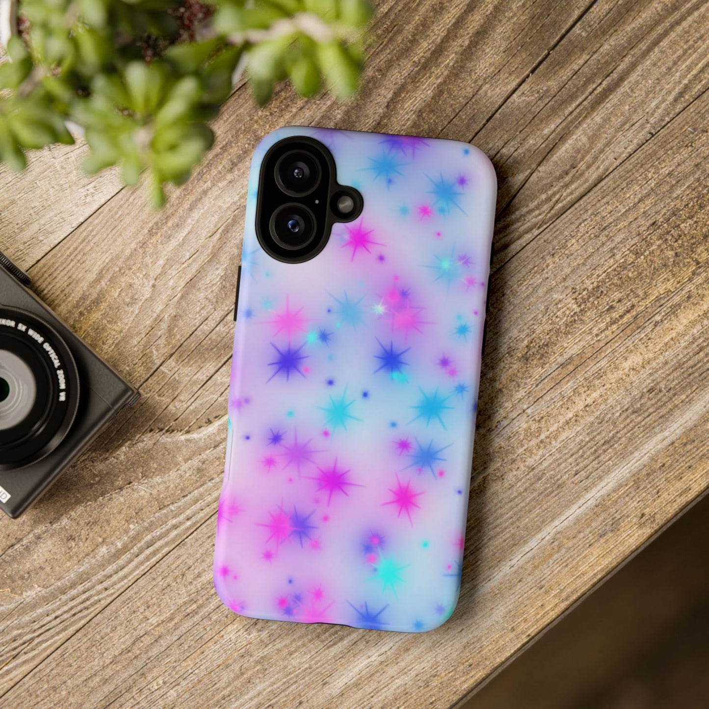 Galaxy Starburst Tough Phone Case — Pastel Pink & Blue Sparkle Protective Cover