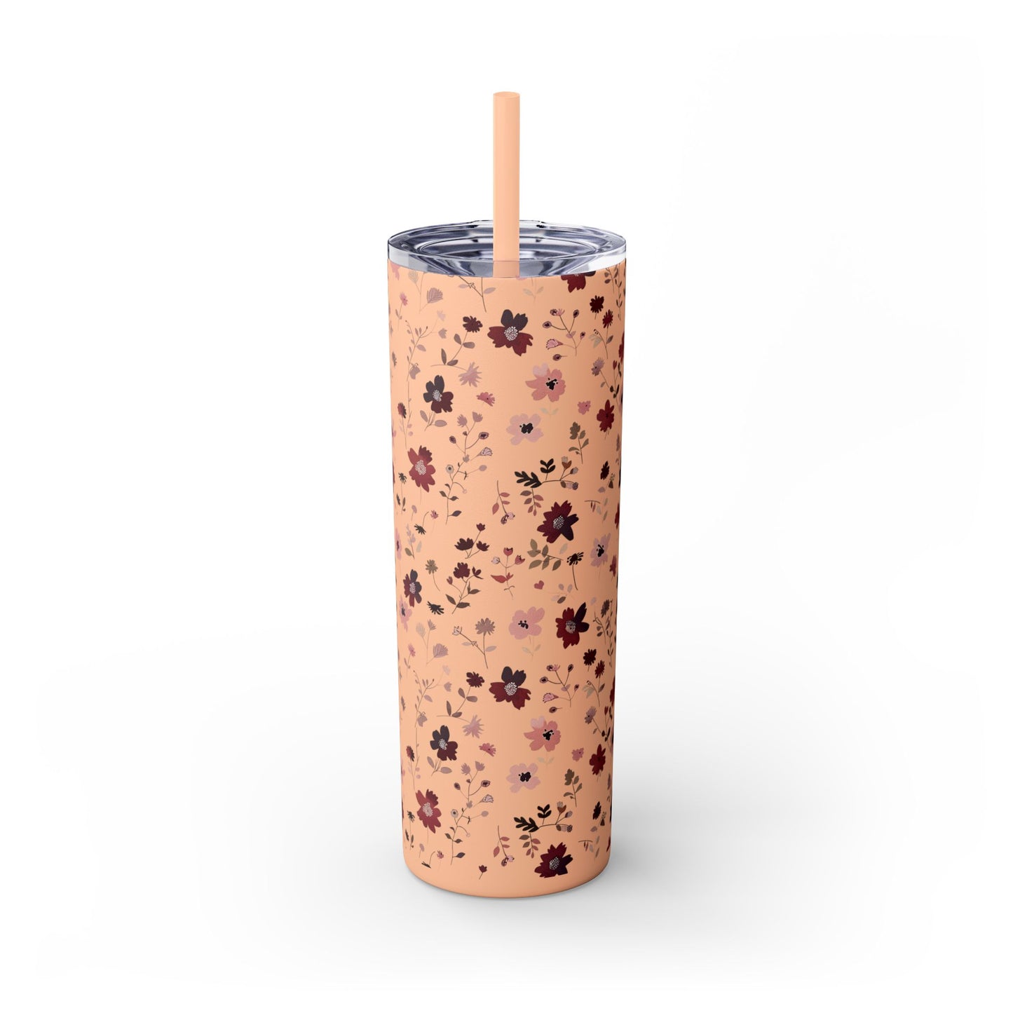 Floral Skinny Tumbler 20oz – Pink Blossom Straw Cup
