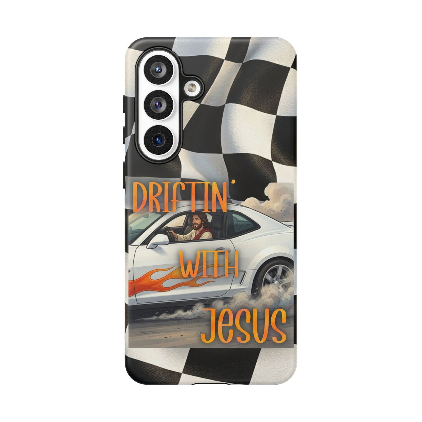 Phone Case — "Driftin' With Jesus" Racing Crosscheck Design - Samsung/ Google phones