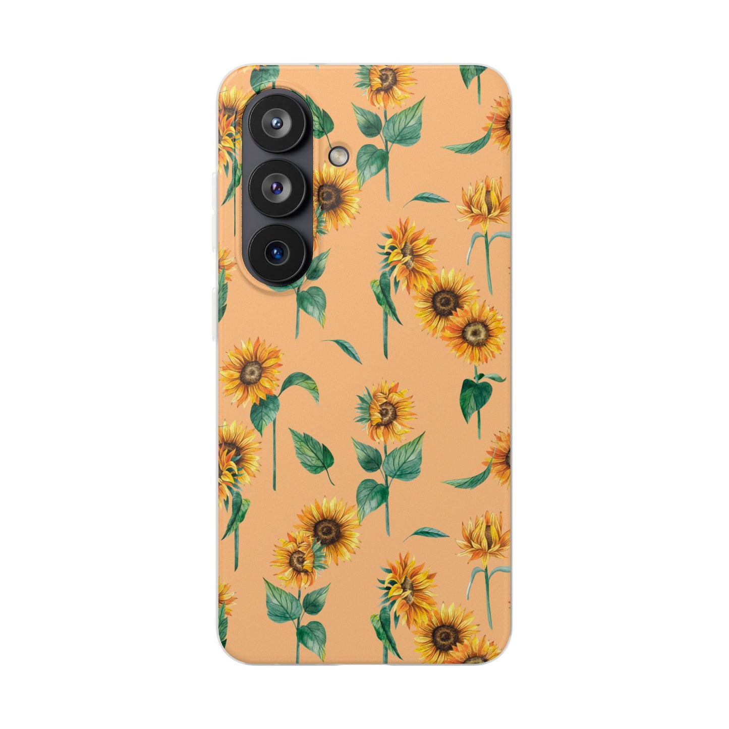 Sunflower Pattern Phone Case — Floral Peach Slim Flexi Case