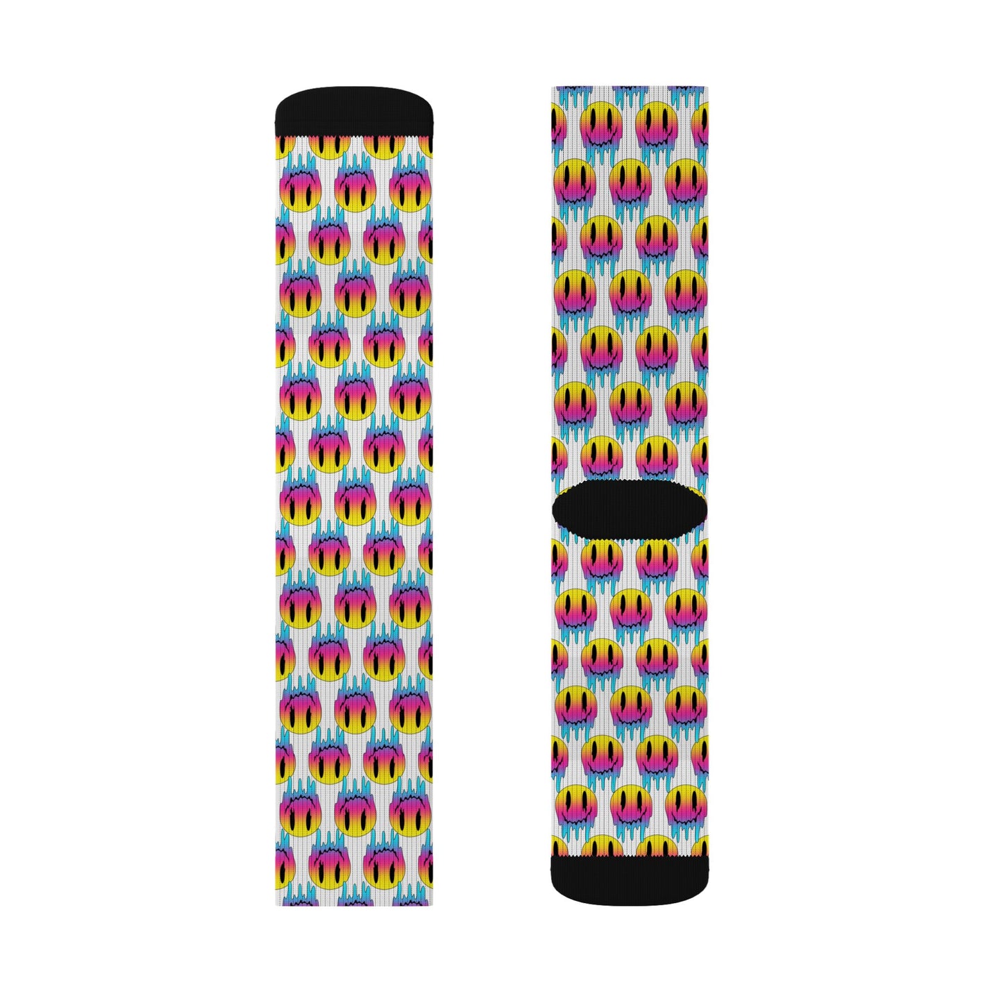 Rainbow Smile Socks — Colorful Happy Face Sublimation Crew Socks