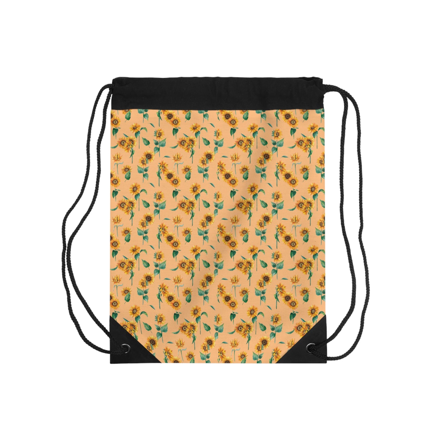 Sunflower Pattern Drawstring Bag — Floral Gym Sack for Women & Teens