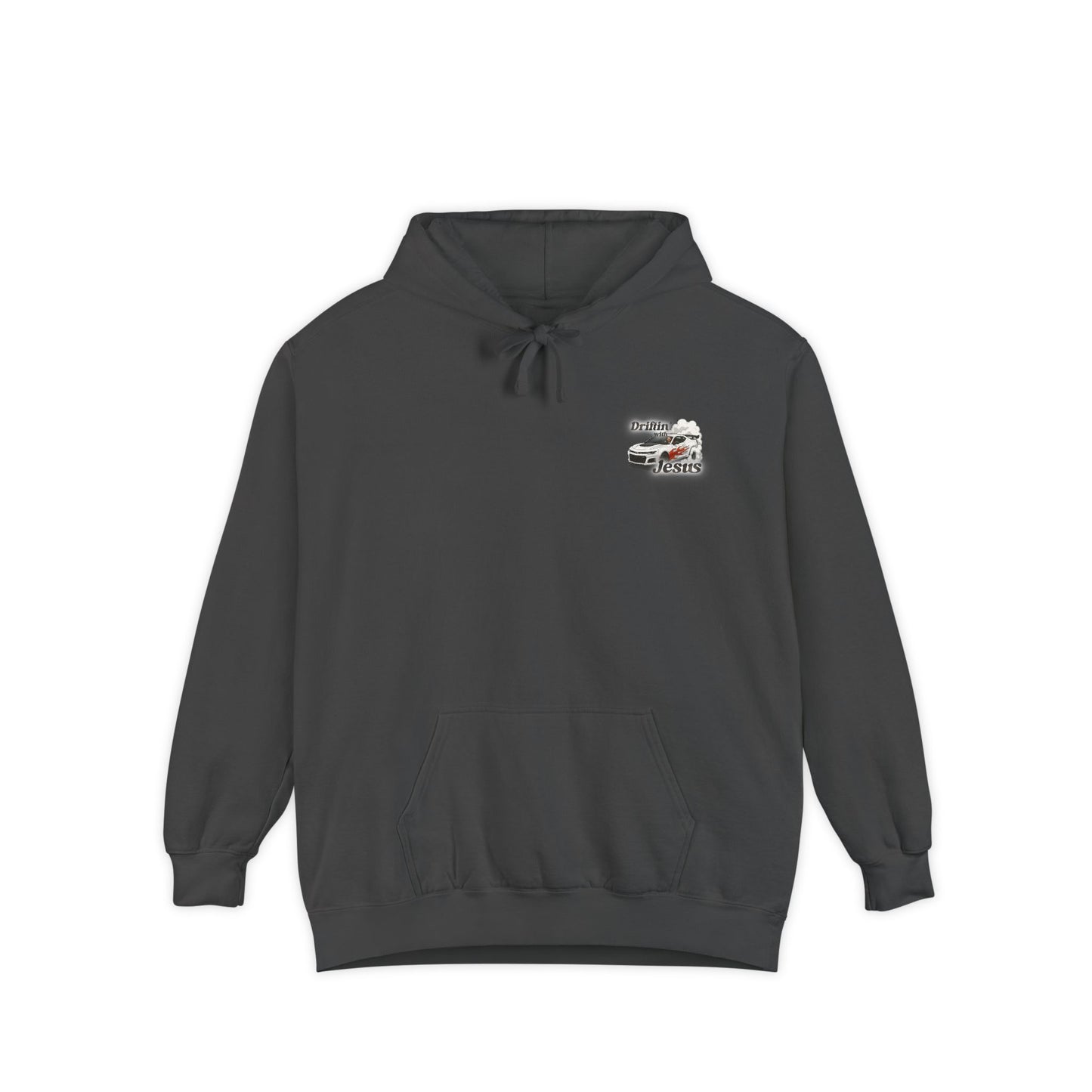 Classic Car Hoodie — Small Chest Graphic “drifting with jesus" Pullover