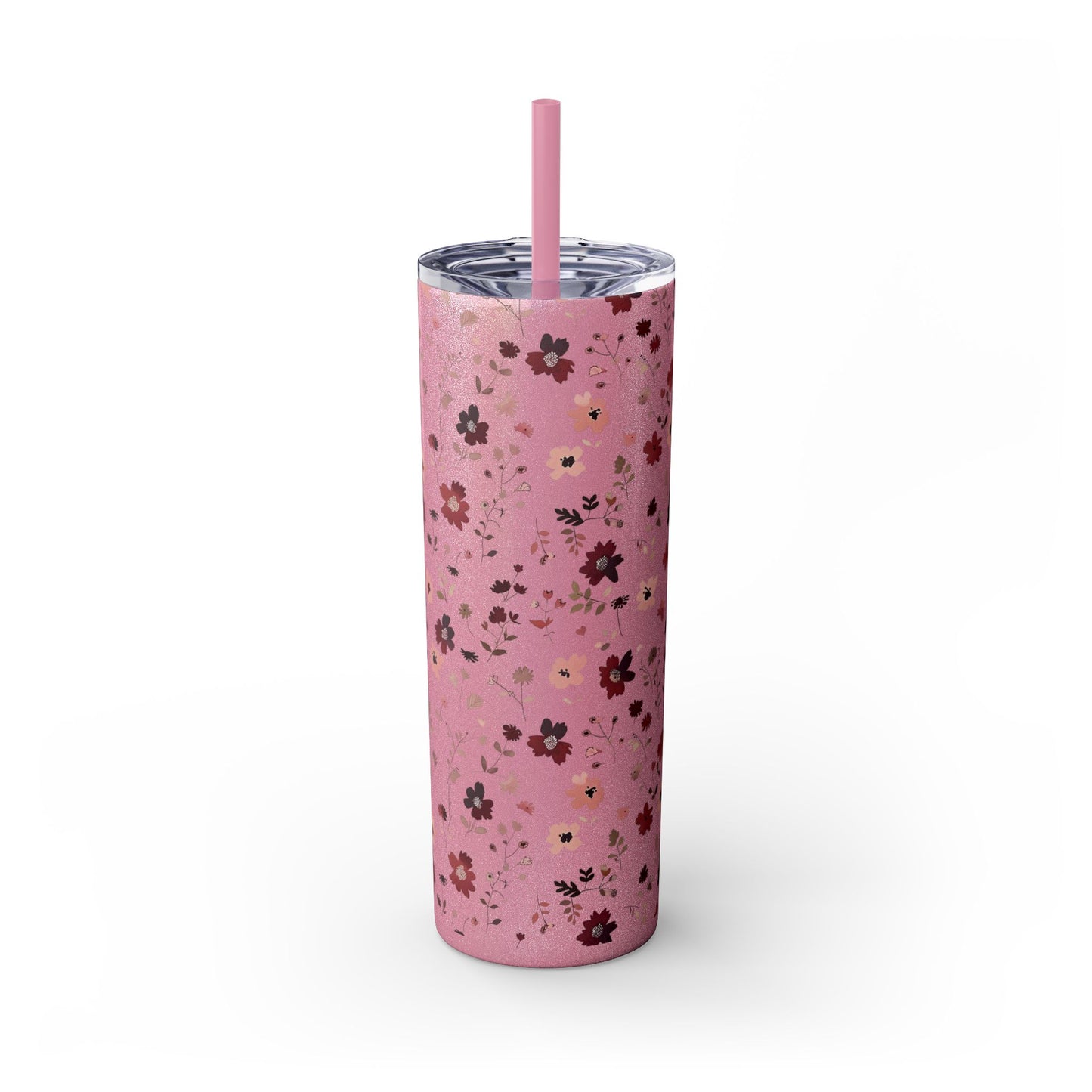Floral Skinny Tumbler 20oz – Pink Blossom Straw Cup