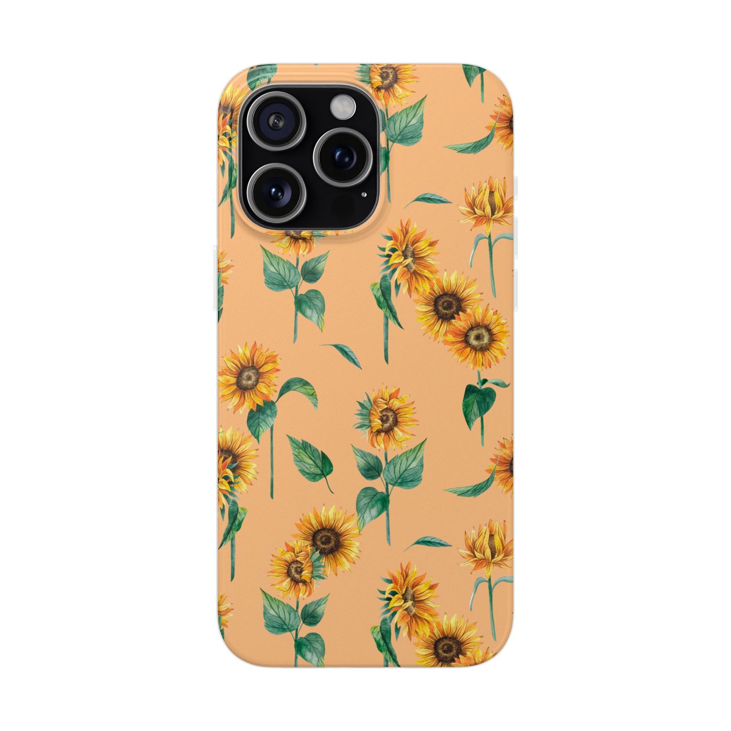 Sunflower Pattern Flexi Case — Floral Phone Case on Peach Background