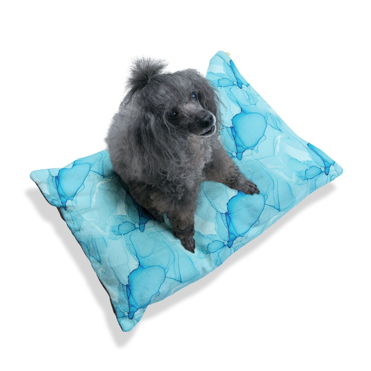 Blue Marble Pet Bed — Plush Dog & Cat Cushion