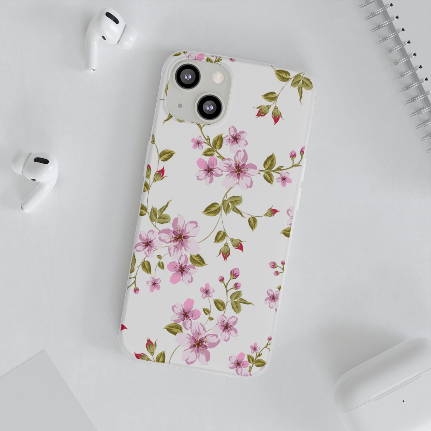 Floral Pink Blossom Flexi Case — Slim Protective Phone Case with Watercolor Cherry Blossom Design