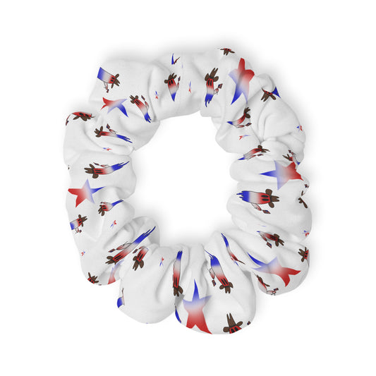 Patriotic Red White Blue Rocket Scrunchie — 4th of July Hair Tie
