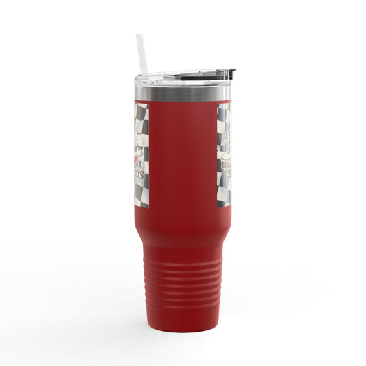 40oz Insulated Travel Mug — Racing Checkered Flag Design