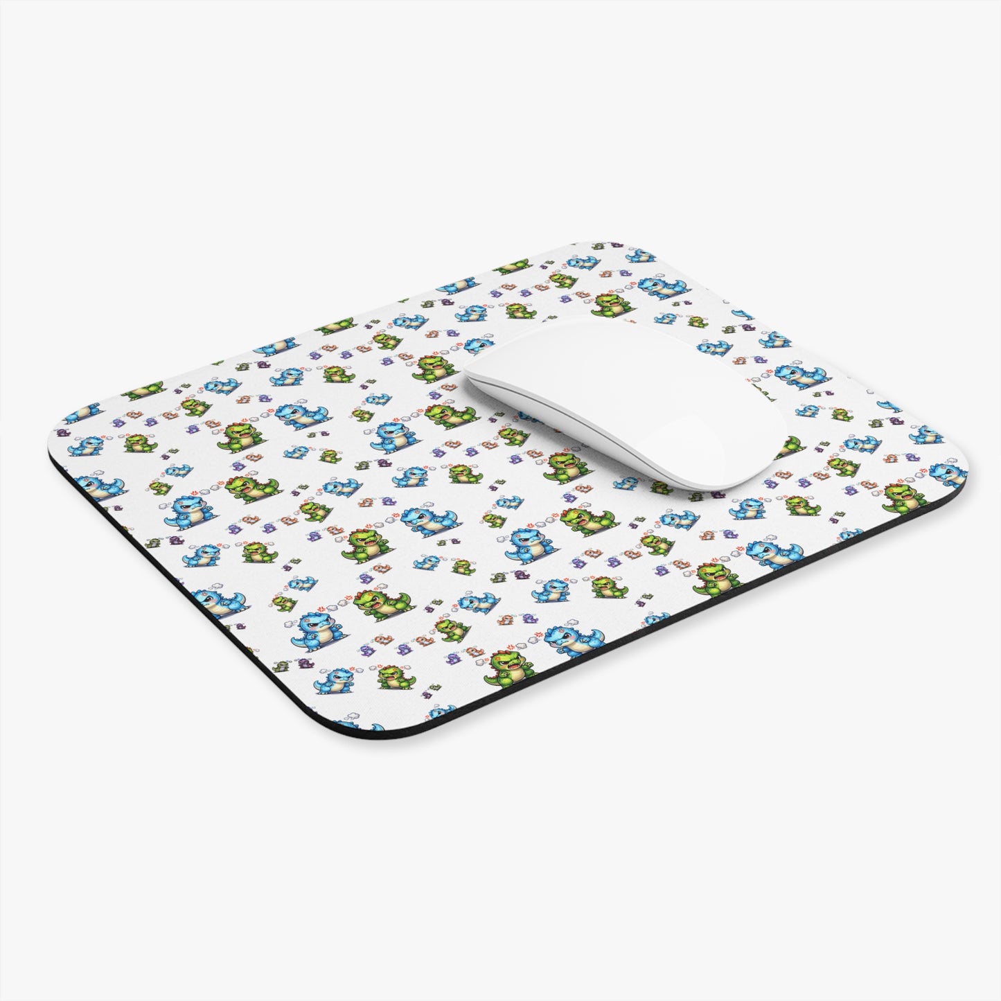 Cute Pixel Dino Pattern Mouse Pad – Retro Gaming Desk Mat