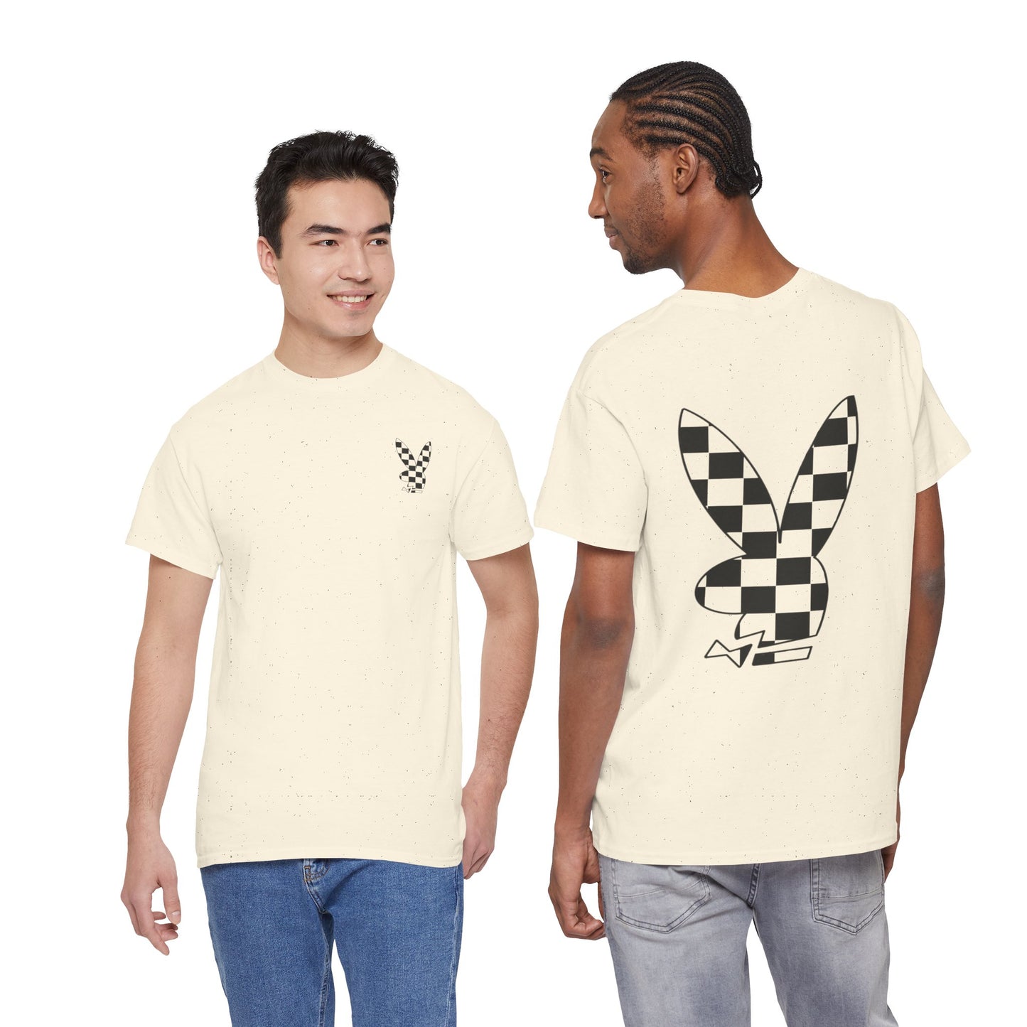 Checkerboard Bunny Tee — Retro Skate-Inspired Graphic T-Shirt