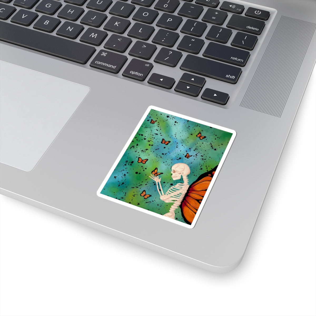 Sticker — Skeleton with Monarch Wings & Butterflies Kiss-Cut Sticker