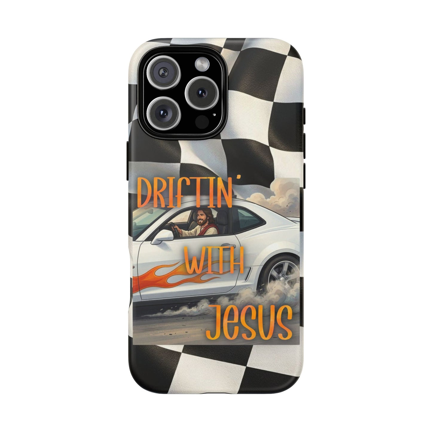 Phone Case — "Driftin' with Jesus" Racing Flag Design- iPhone