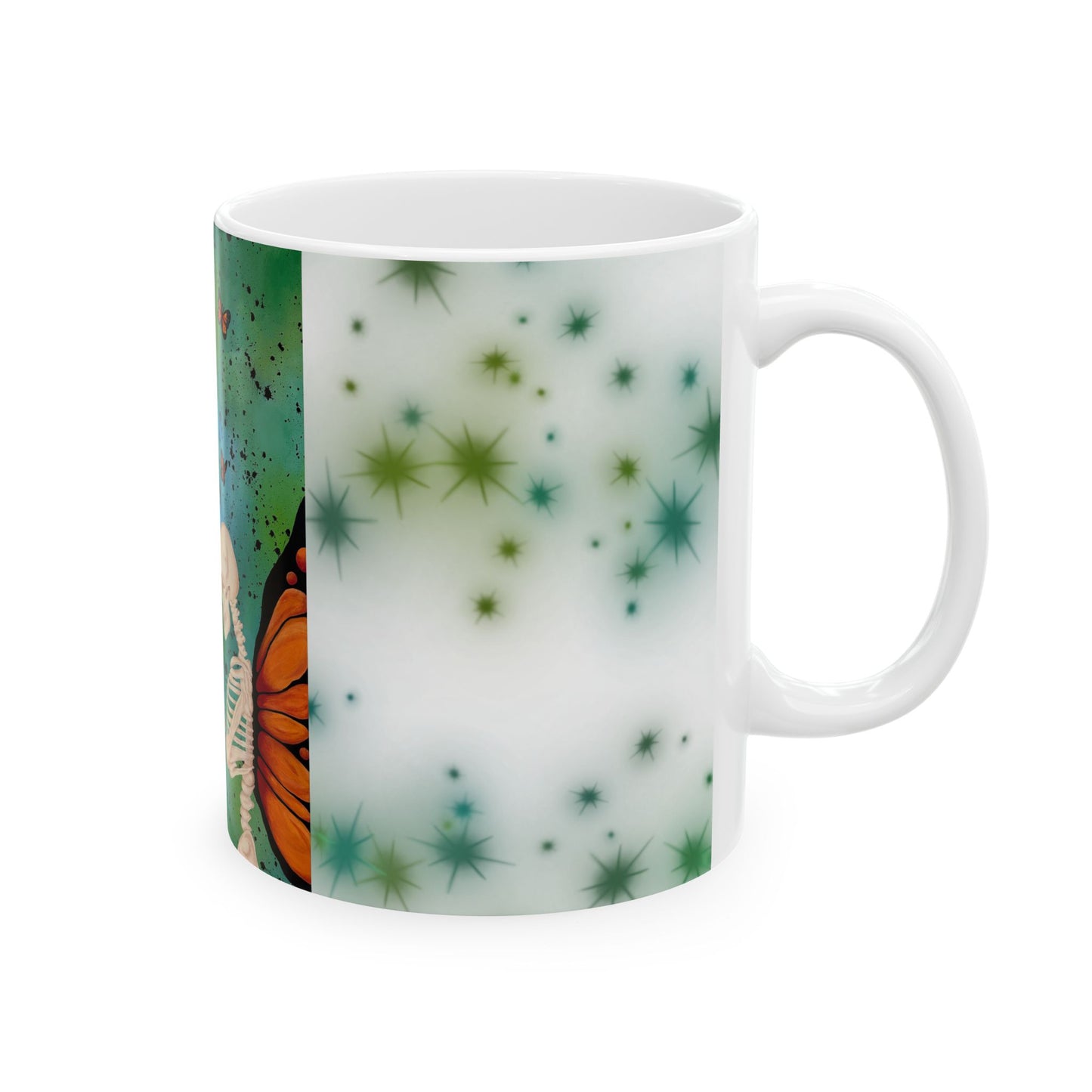 Butterfly Skeleton Ceramic Mug — Butterfly Wings Skeleton Art Coffee Cup (11oz/15oz)