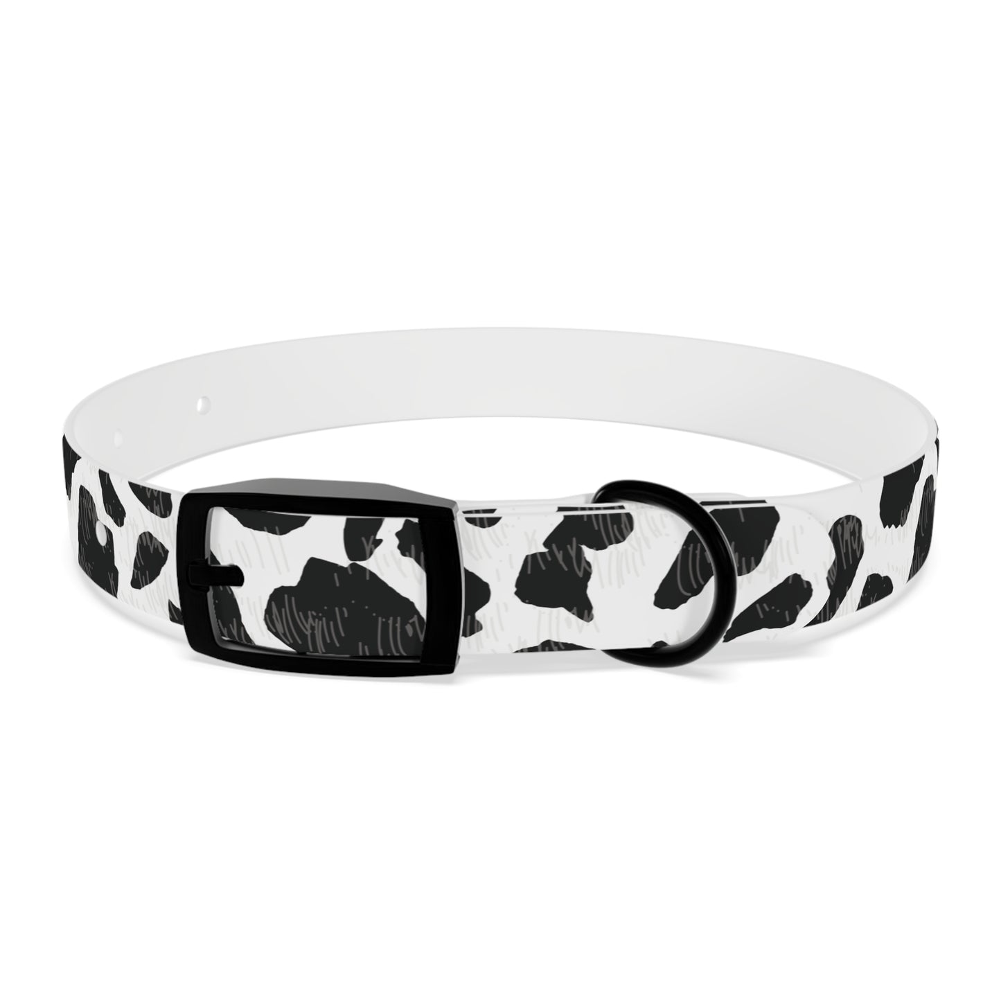 Cow Print Dog Collar — Black & White Spot Pattern