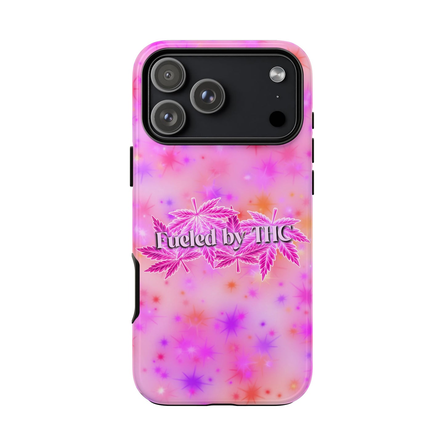 Fueled by THC Phone Case — Pink Cannabis Leaf Protective Case