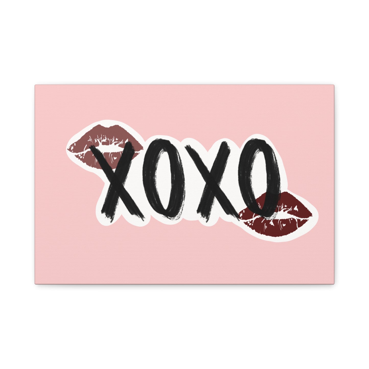 XOXO Kiss Wall Canvas — Pink Romantic Home Décor for Valentine’s Day