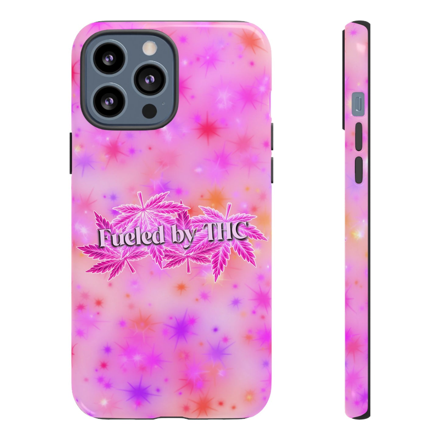 Fueled by THC Phone Case — Pink Cannabis Leaf Protective Case
