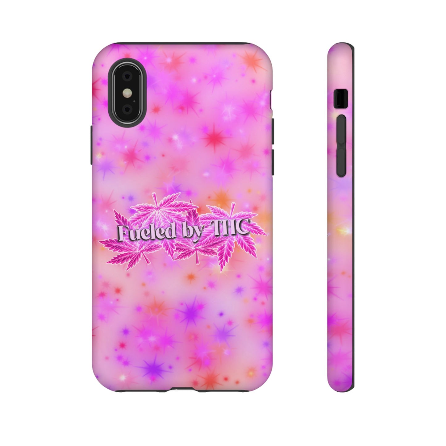 Fueled by THC Phone Case — Pink Cannabis Leaf Protective Case