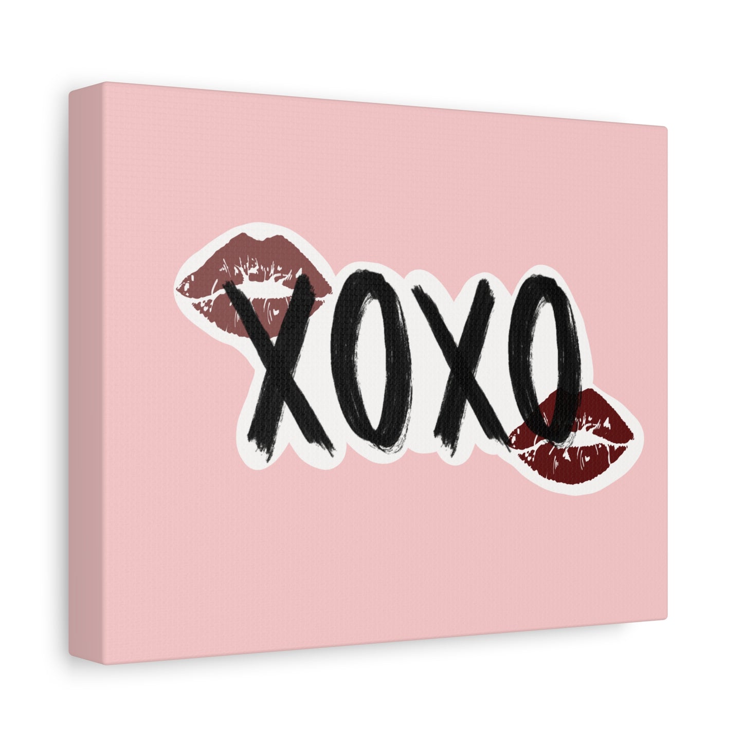 XOXO Kiss Wall Canvas — Pink Romantic Home Décor for Valentine’s Day