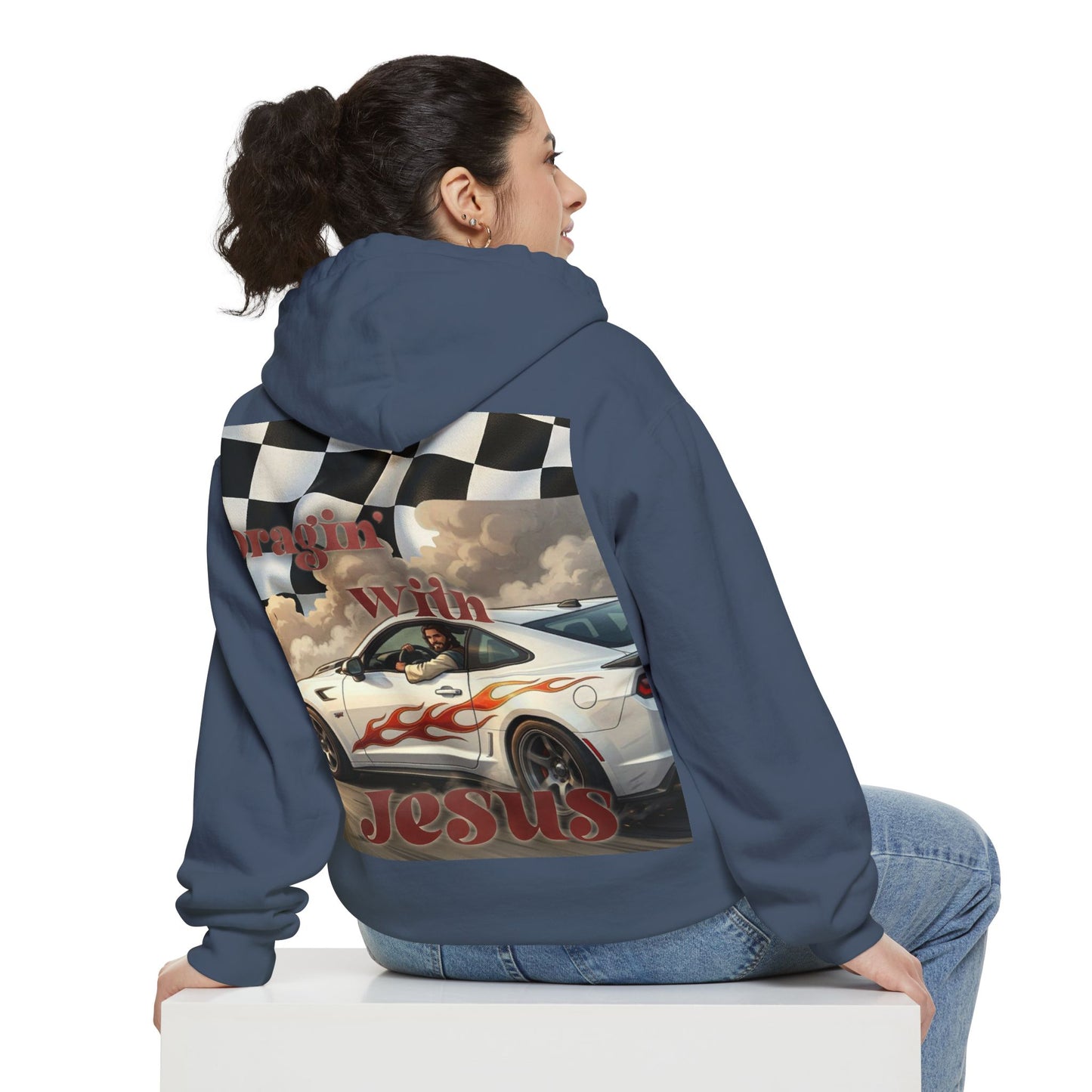Dragin with Jesus Hoodie — Small Chest Print