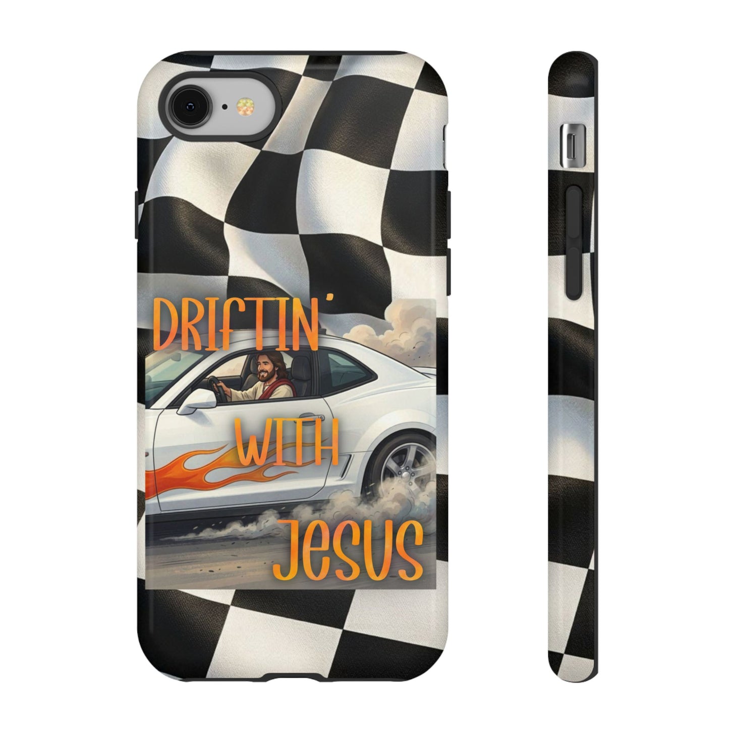 Phone Case — "Driftin' with Jesus" Racing Flag Design- iPhone