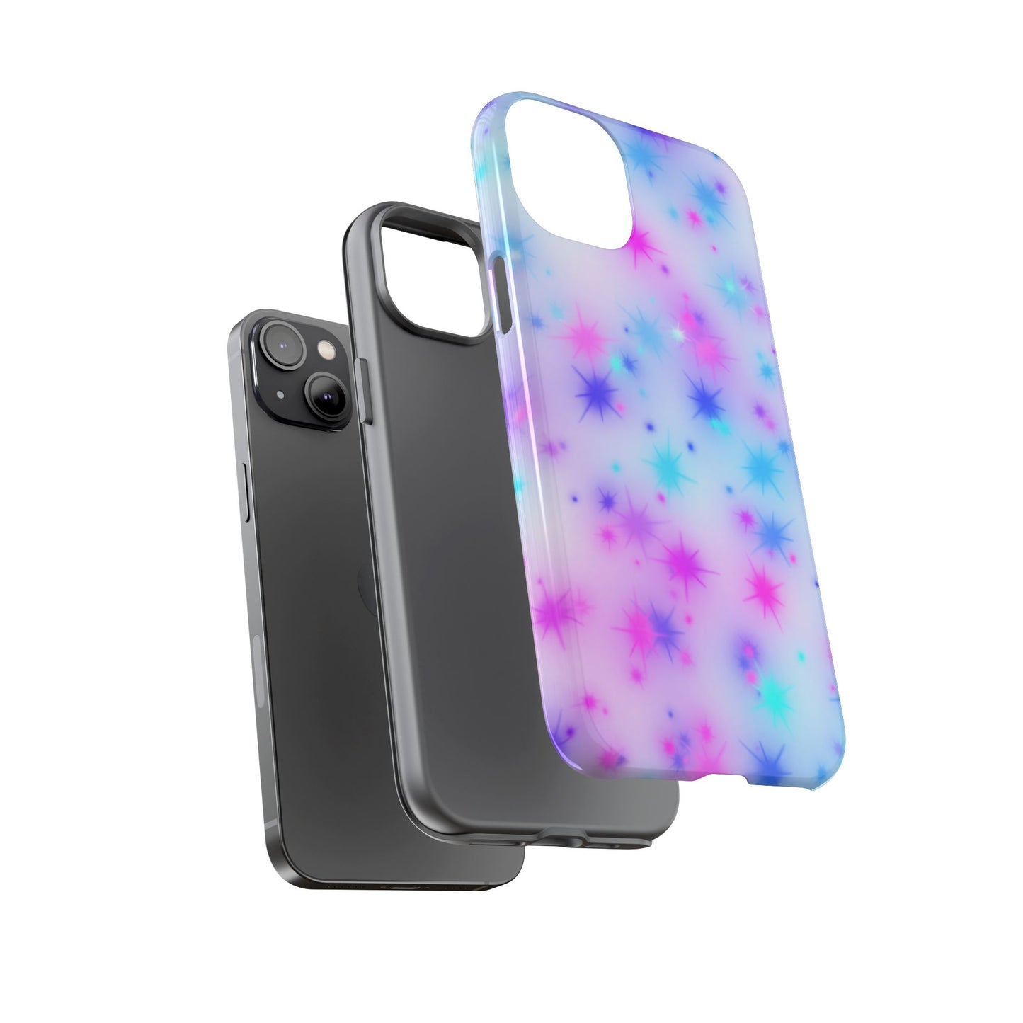 Galaxy Starburst Tough Phone Case — Pastel Pink & Blue Sparkle Protective Cover