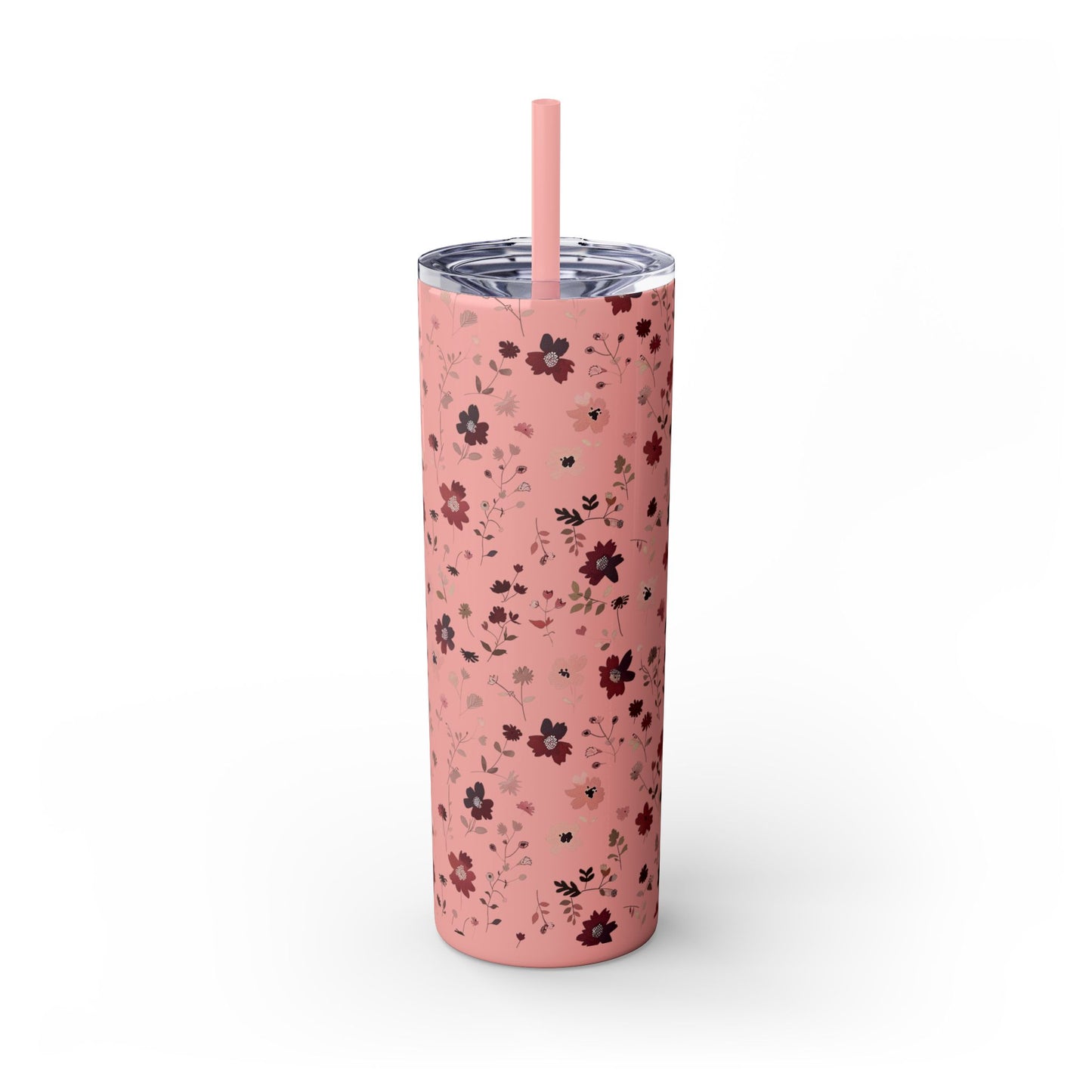 Floral Skinny Tumbler 20oz – Pink Blossom Straw Cup