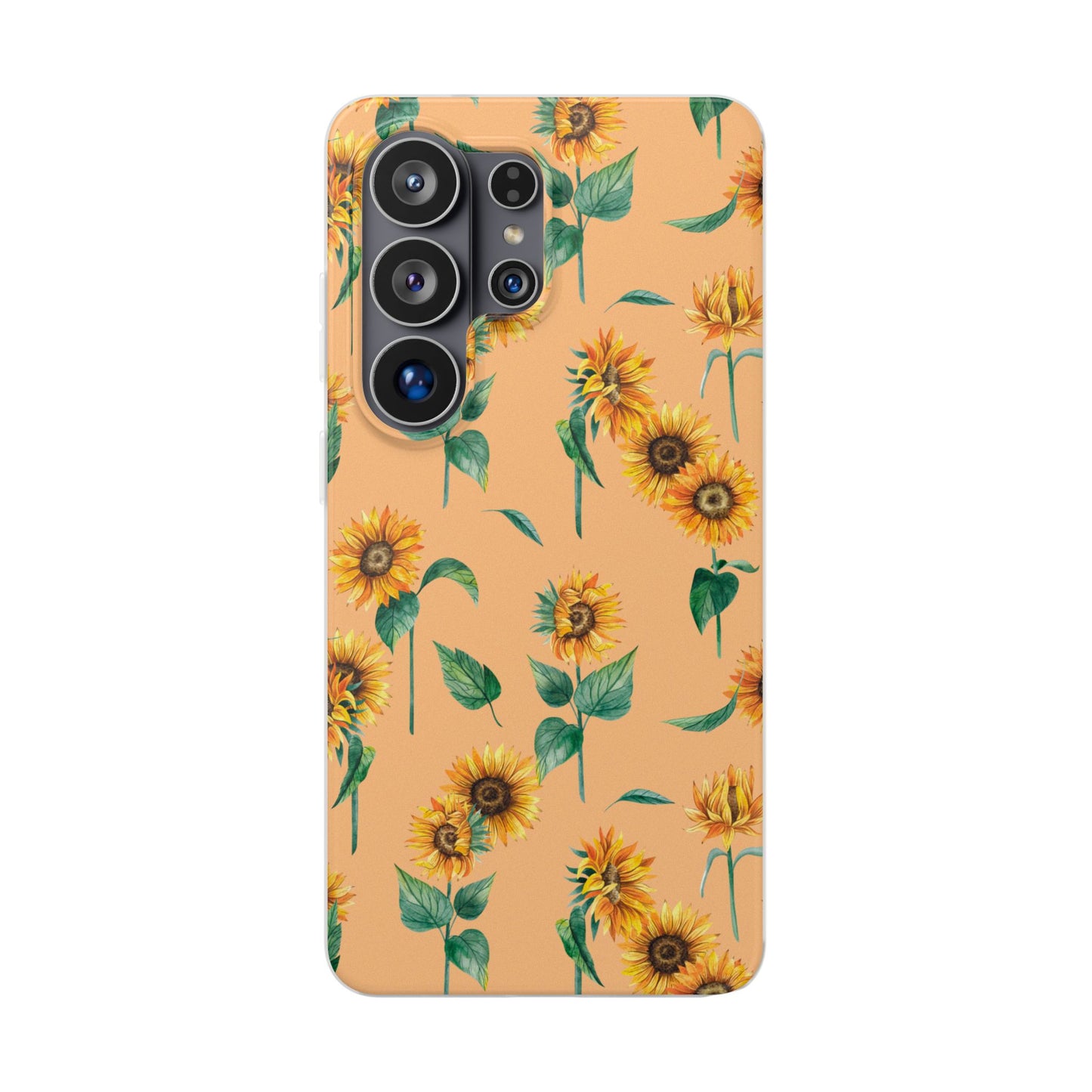 Sunflower Pattern Phone Case — Floral Peach Slim Flexi Case