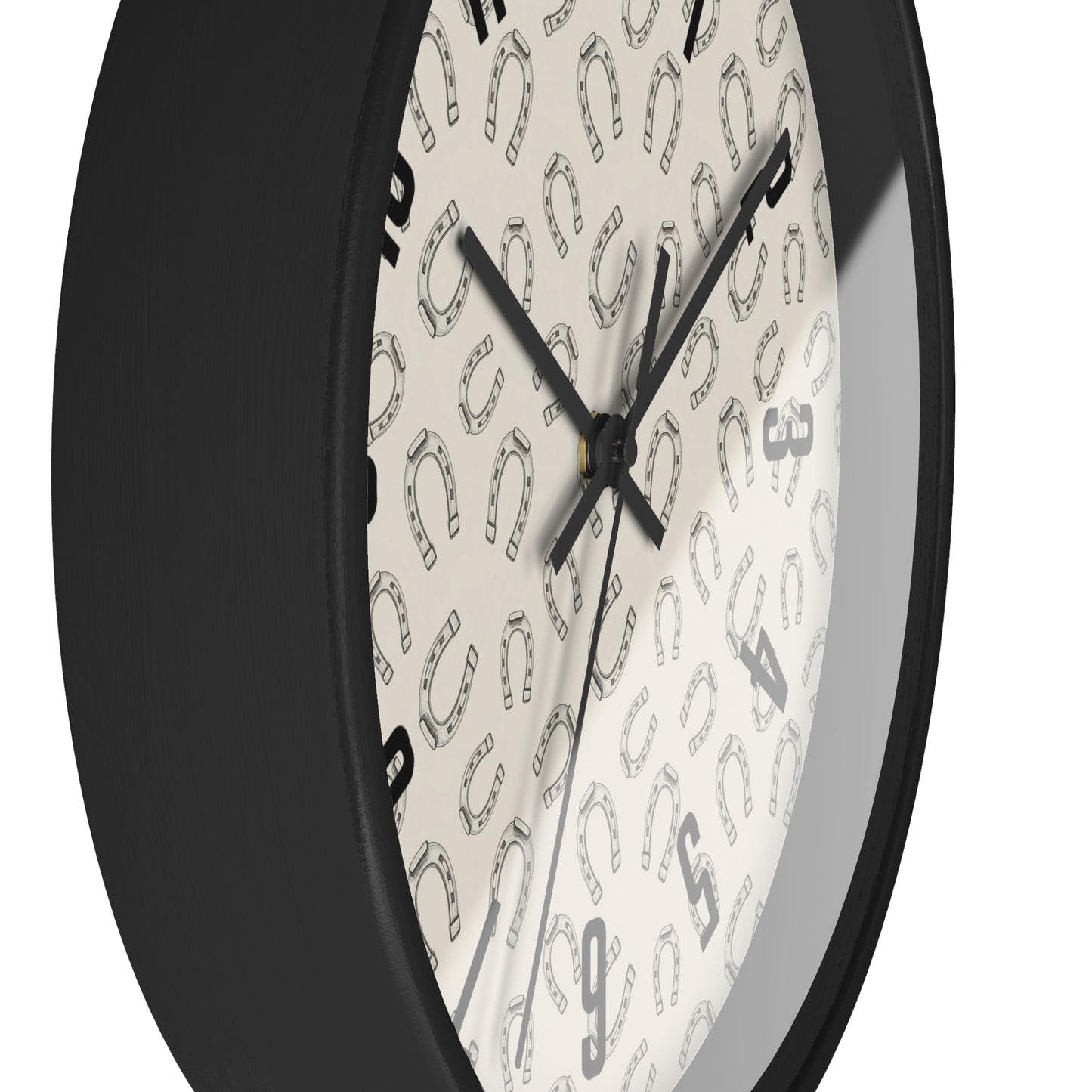 Horseshoe Pattern Wall Clock — Rustic Farmhouse Timepiece for Equestrian Lovers