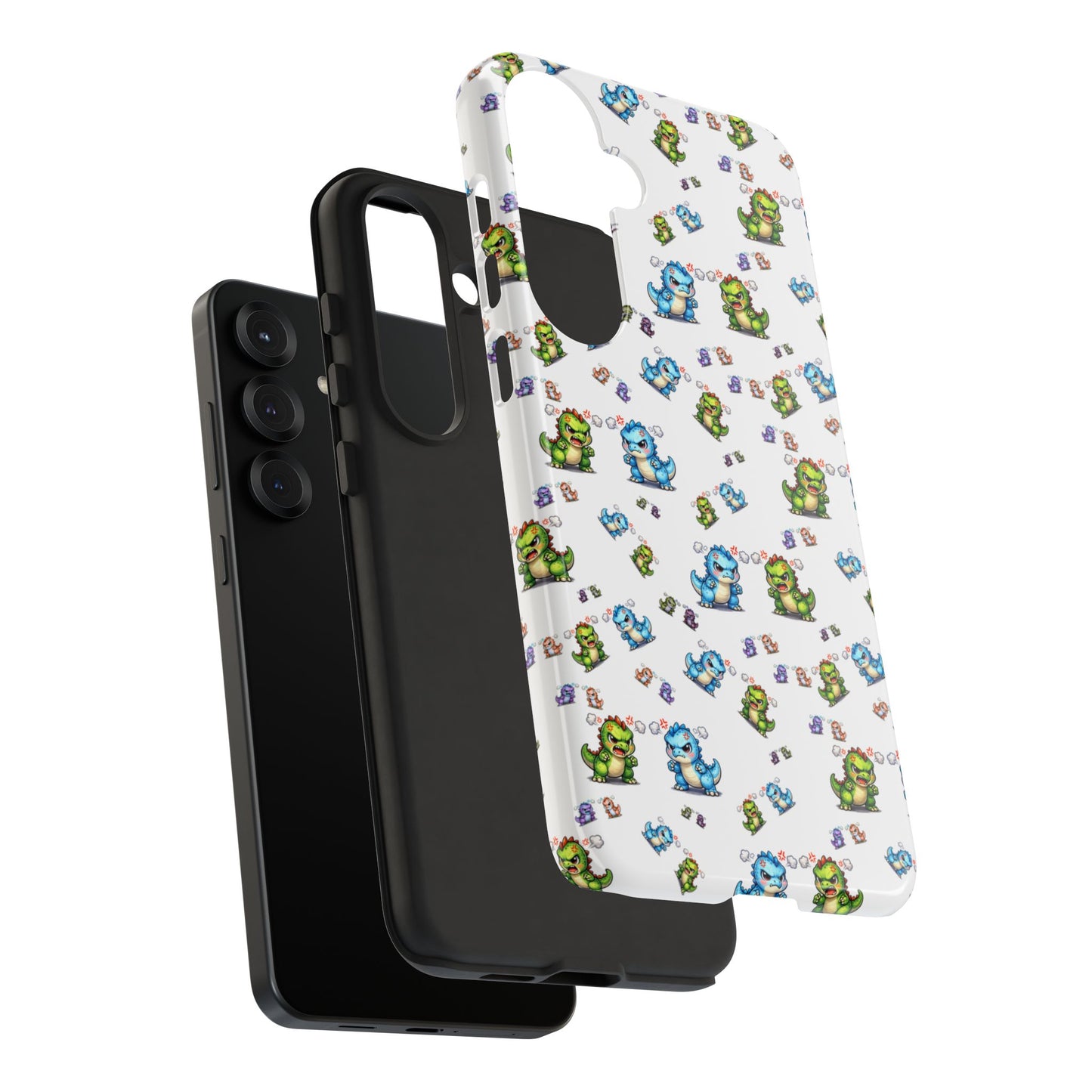 Cute Dino Pattern Phone Case — Playful Cartoon Dinosaur Tough Phone Cover