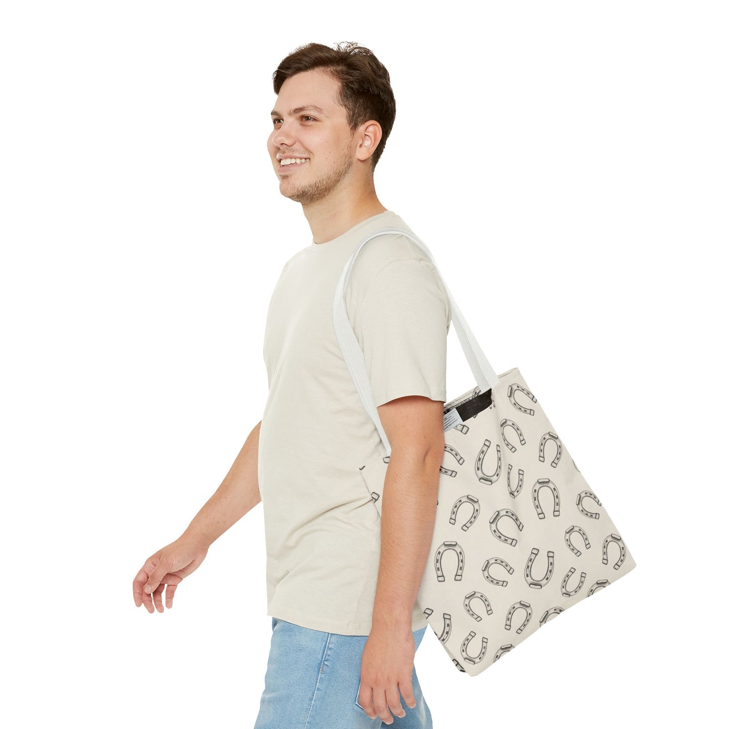 Horseshoe Pattern Tote Bag – Lucky Neutral Printed Canvas Tote