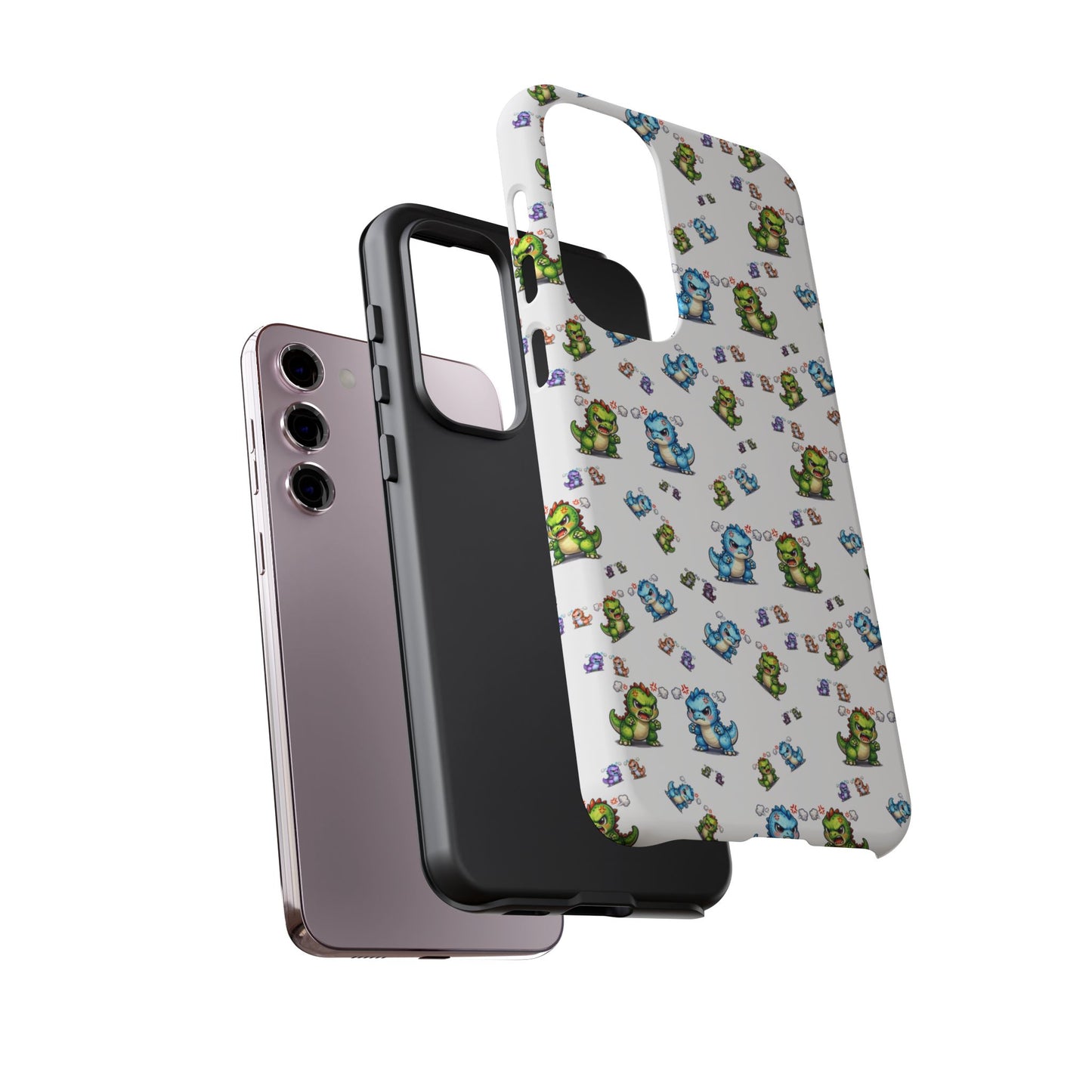 Cute Dino Pattern Phone Case — Playful Cartoon Dinosaur Tough Phone Cover