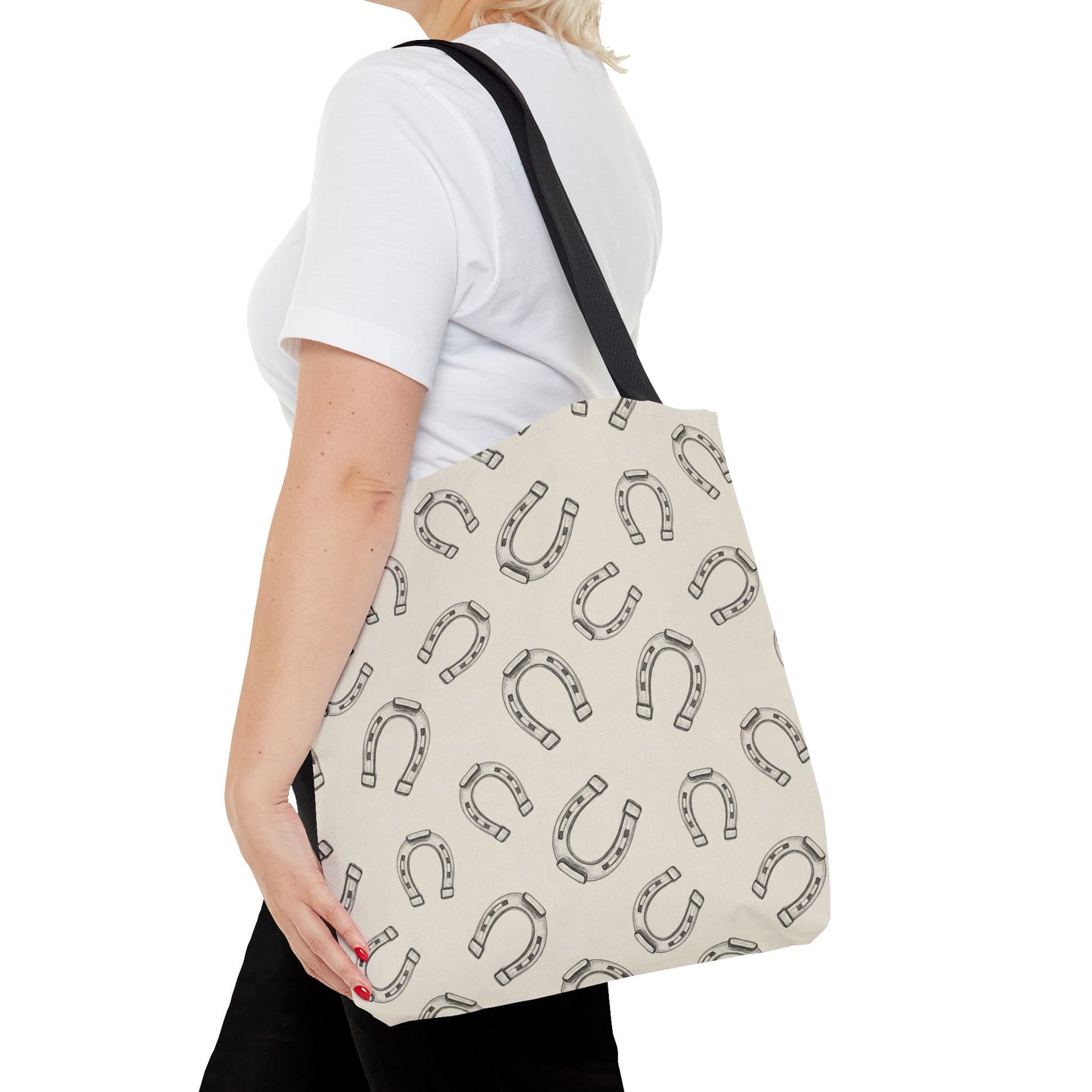 Horseshoe Pattern Tote Bag – Lucky Neutral Printed Canvas Tote