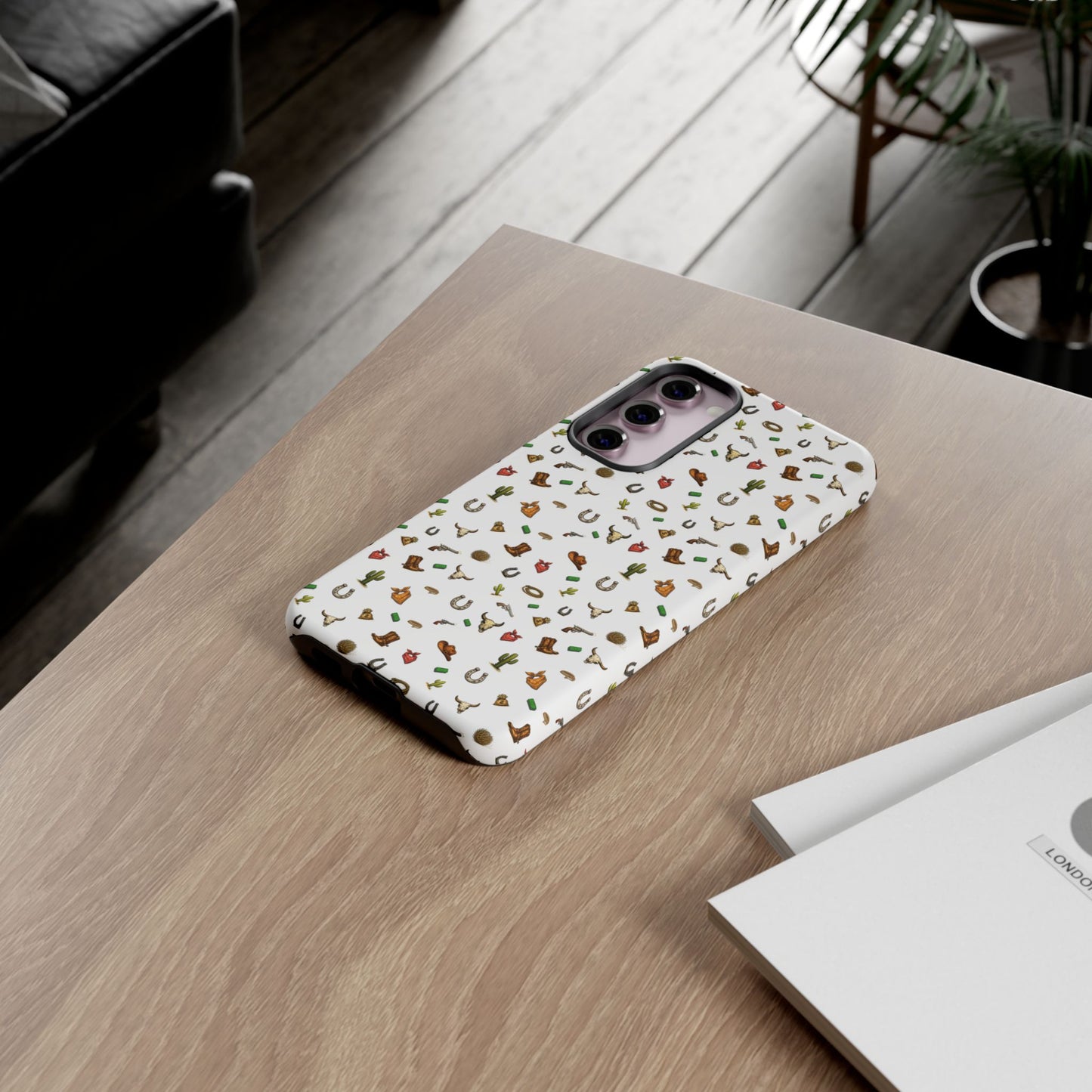 Western Pattern Phone Case — Cowboy Boots, Hats, Horseshoes & Cactus Tough Case