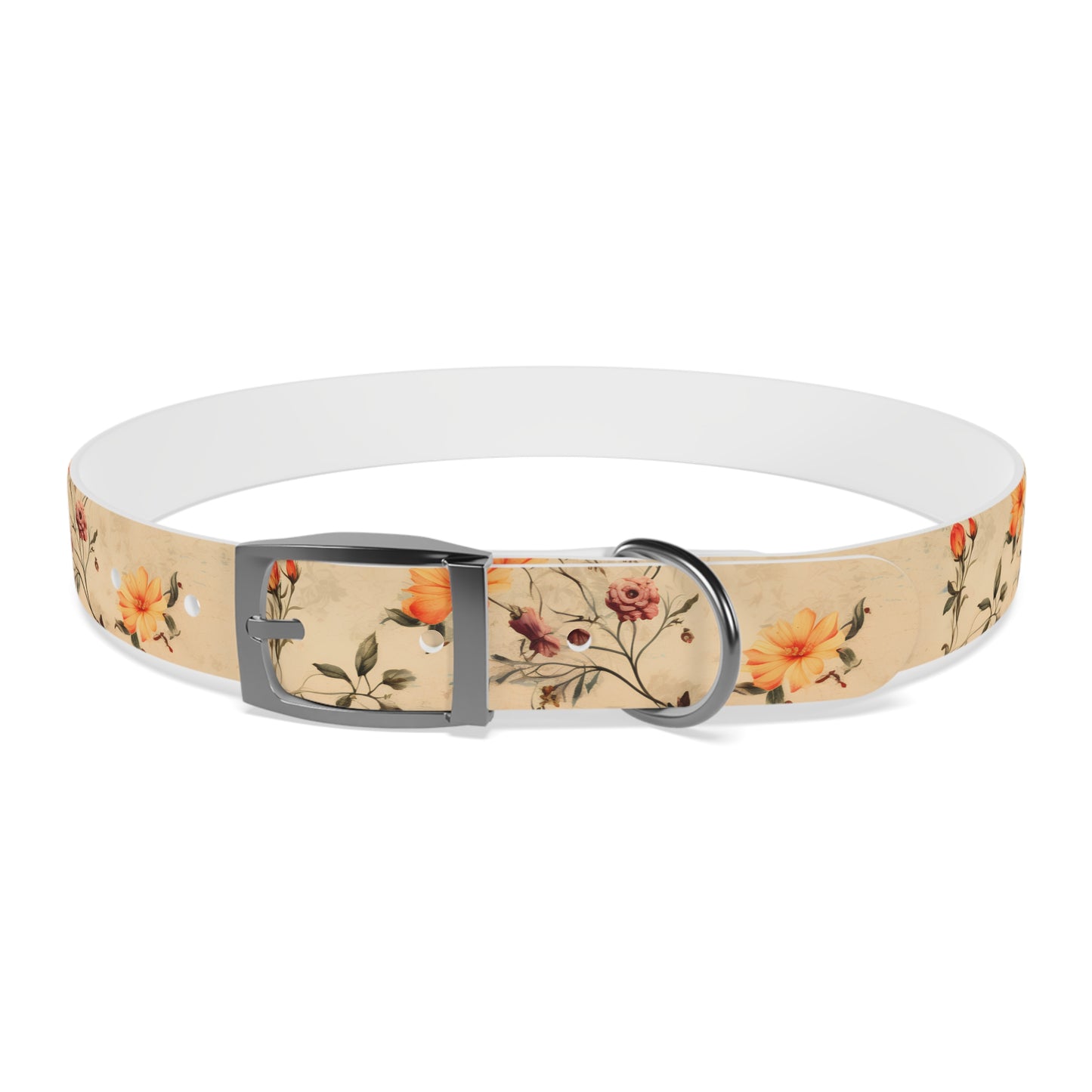 Floral Vintage Dog Collar – Peach Rose Print Pet Collar