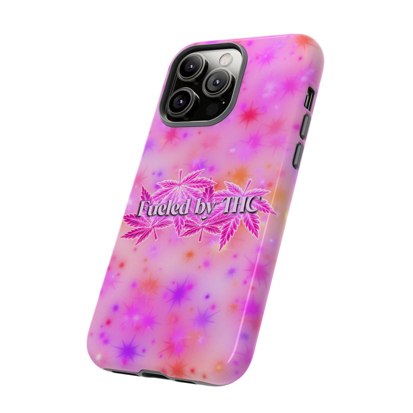 Fueled by THC Phone Case — Pink Cannabis Leaf Protective Case