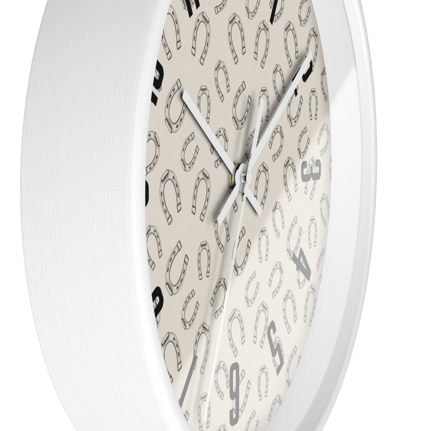 Horseshoe Pattern Wall Clock — Rustic Farmhouse Timepiece for Equestrian Lovers