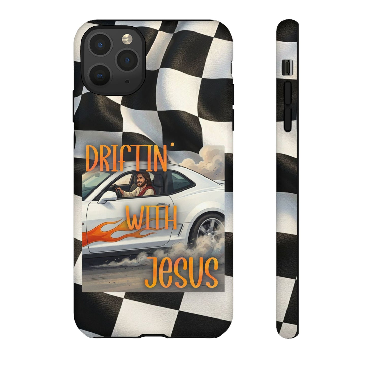 Phone Case — "Driftin' with Jesus" Racing Flag Design- iPhone