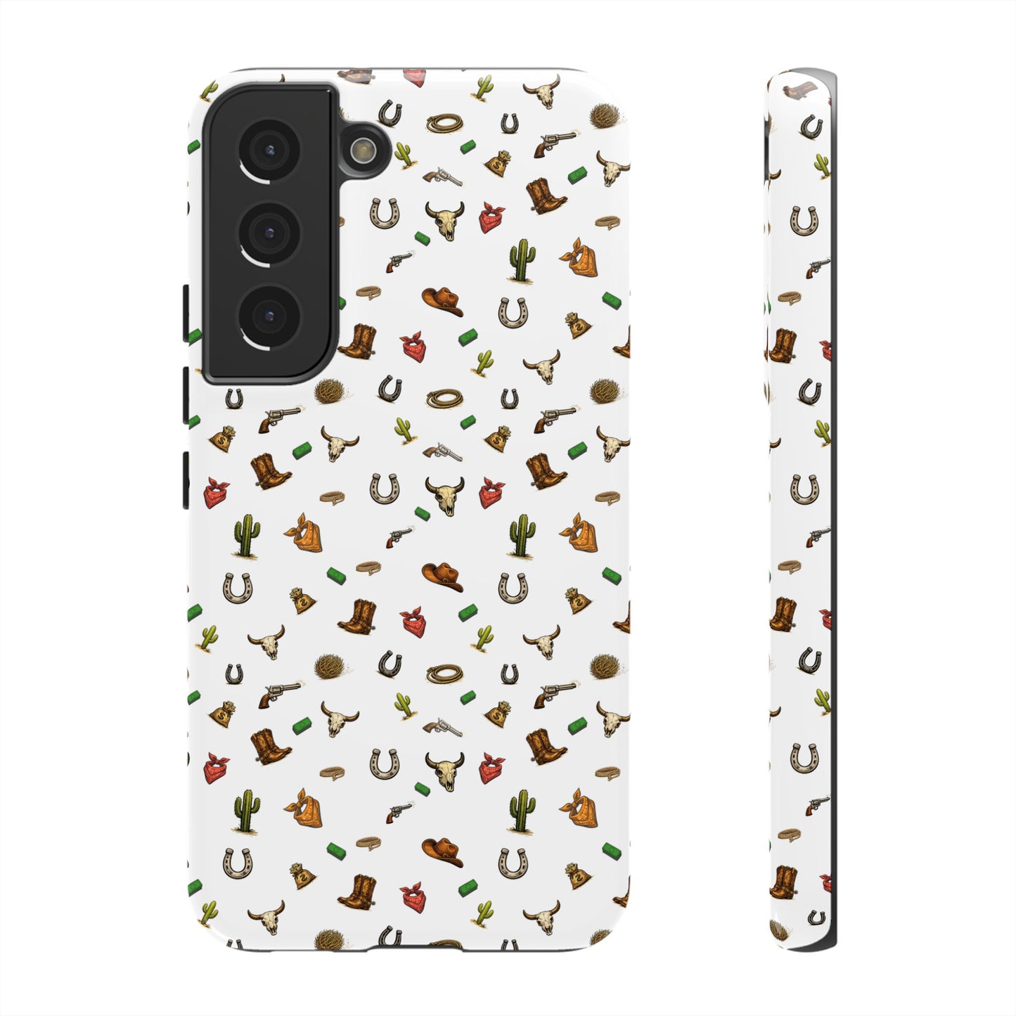 Western Pattern Phone Case — Cowboy Boots, Hats, Horseshoes & Cactus Tough Case