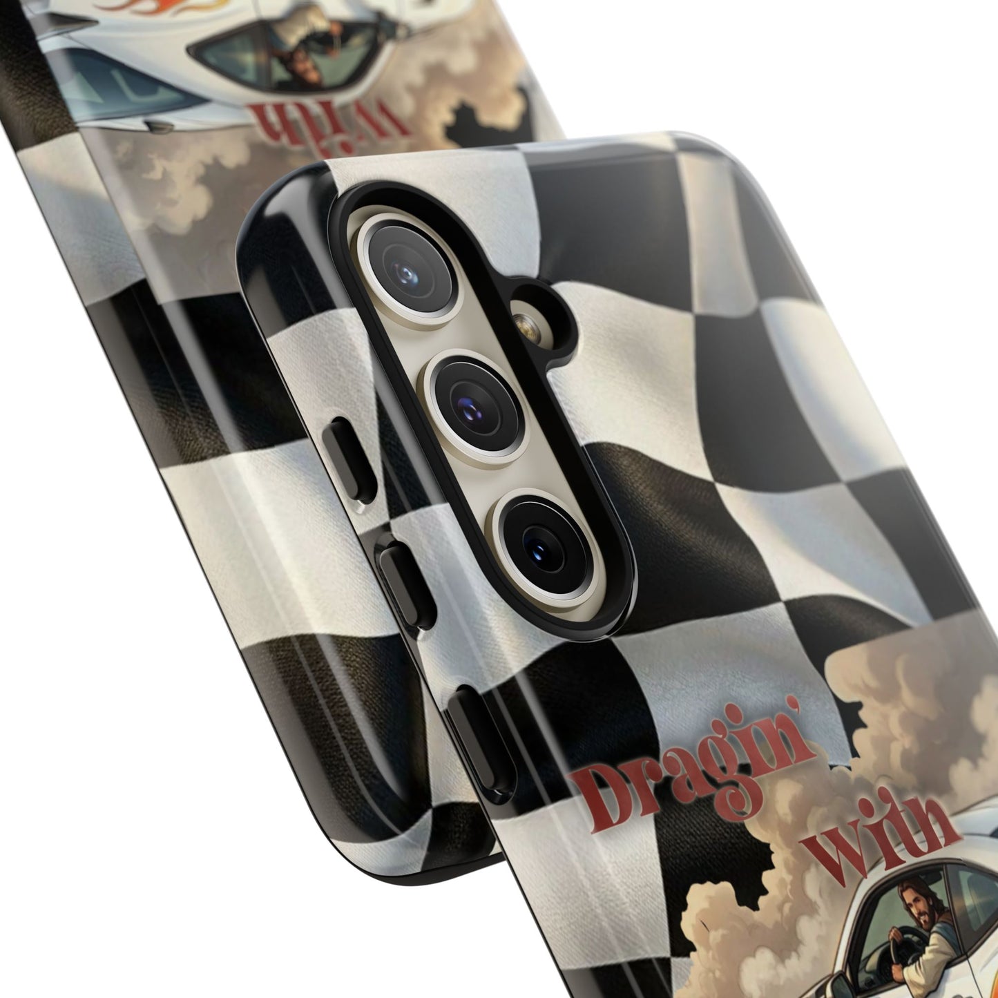 Phone Case — "Dragin' With Jesus" Racing Checkered flag - Samsung / Google phones